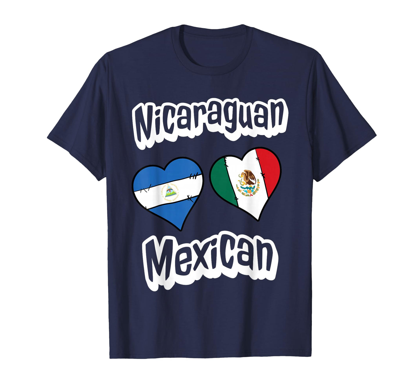 Nicaraguan Mexican Flag Heart Combo Nicaragua Mexico T-Shirt