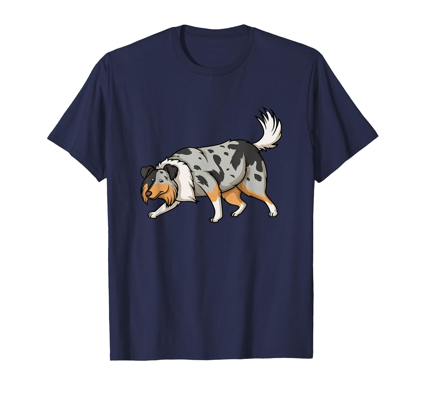 Collie Dogs Blue Merle Collie Sniffing Funny Cute T-Shirt