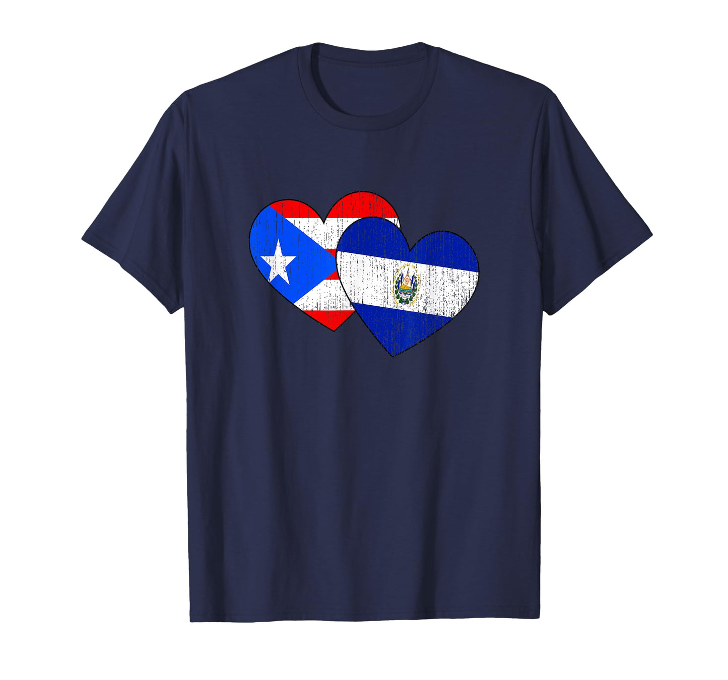 Half Salvadorian And Puerto Rican Rico El Salvador Flag Love T-Shirt