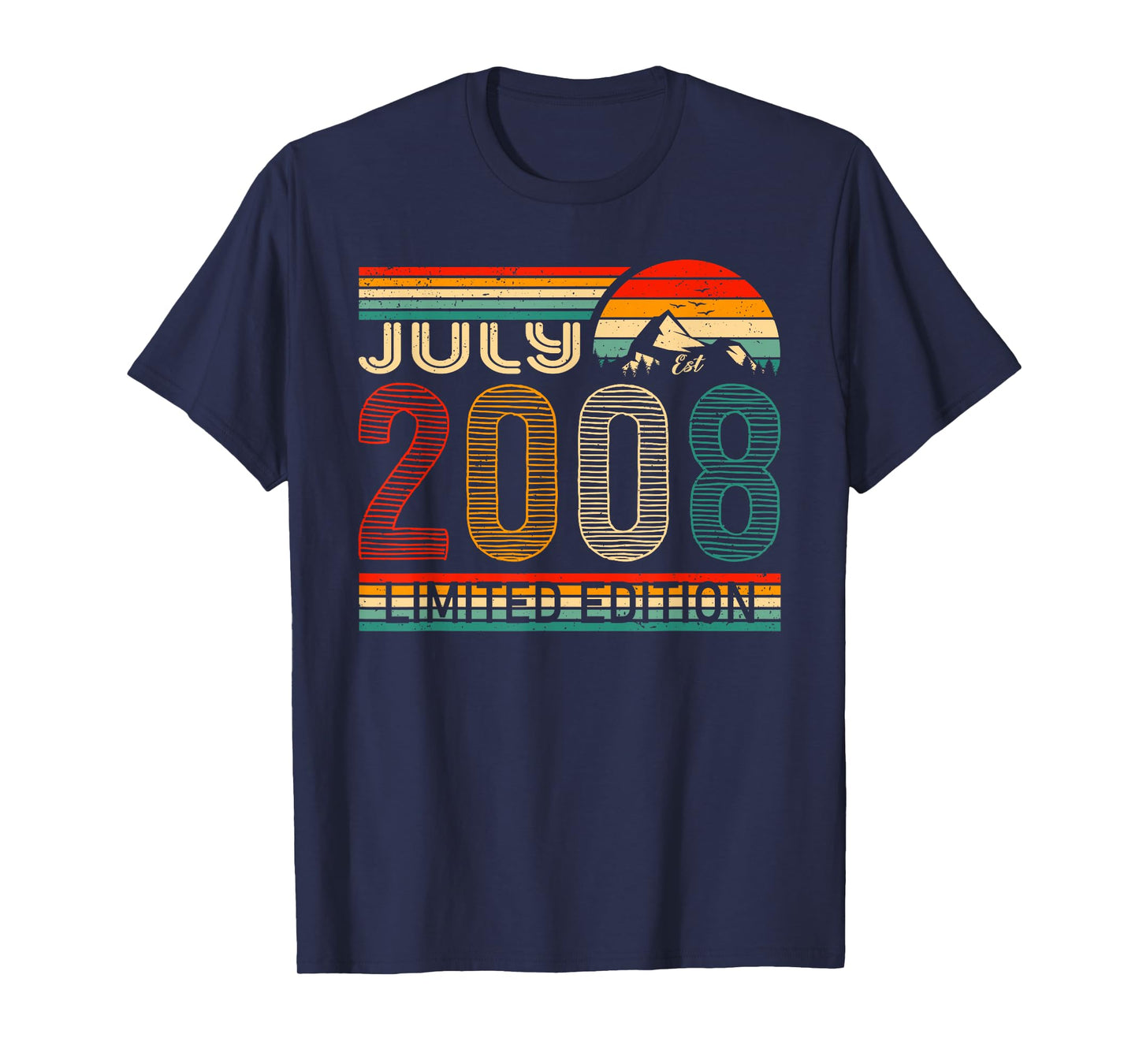 July 2008 Limited Edition Classic 2008 Year Vintage Birthday T-Shirt