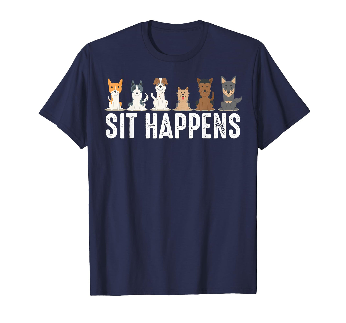 Cute Animal Whisperer Puppies Humor Quote Designs | Funny Sit Happens | Cool Sitting Dogs Unisex-Adults, Kids T-Shirt - Black, Short Sleeve, Classic Fit, Crew Neck, Pull On