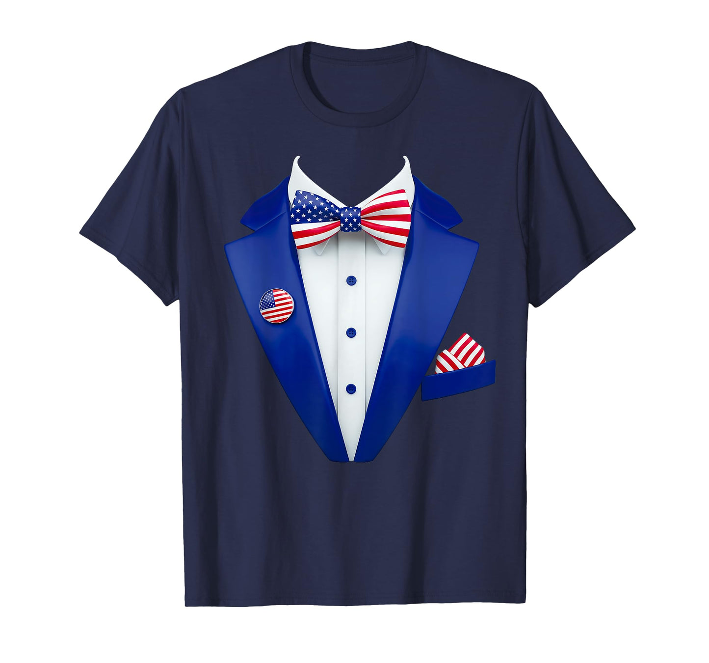 Patriotic Tuxedo with Tie A Funny USA Design for Weddings T-Shirt