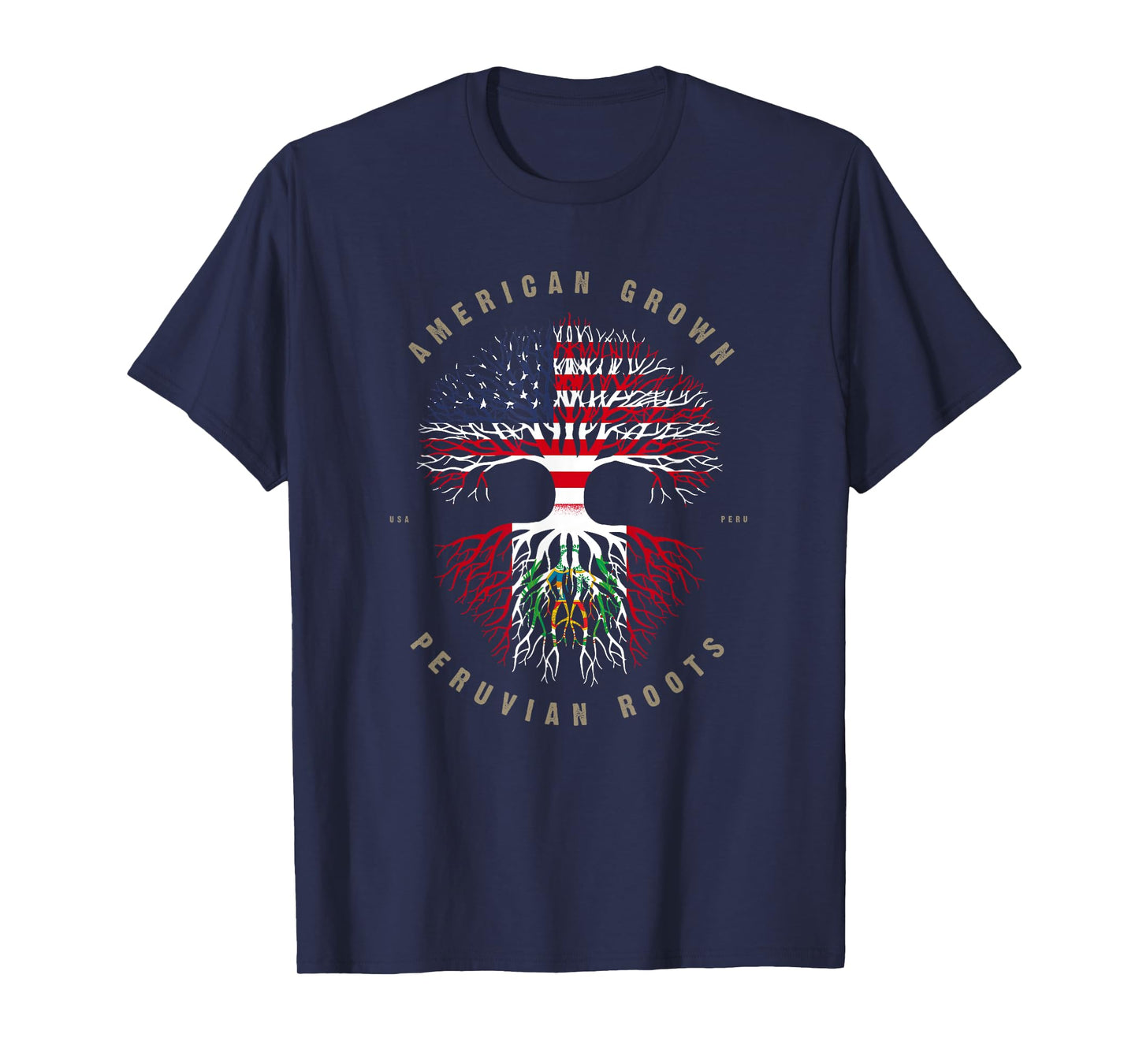 American Grown Peruvian Roots Peru Flag T-Shirt