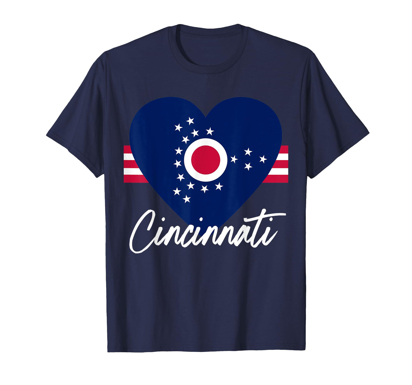 I Love Cincinnati Ohio OH Flag Heart T-Shirt