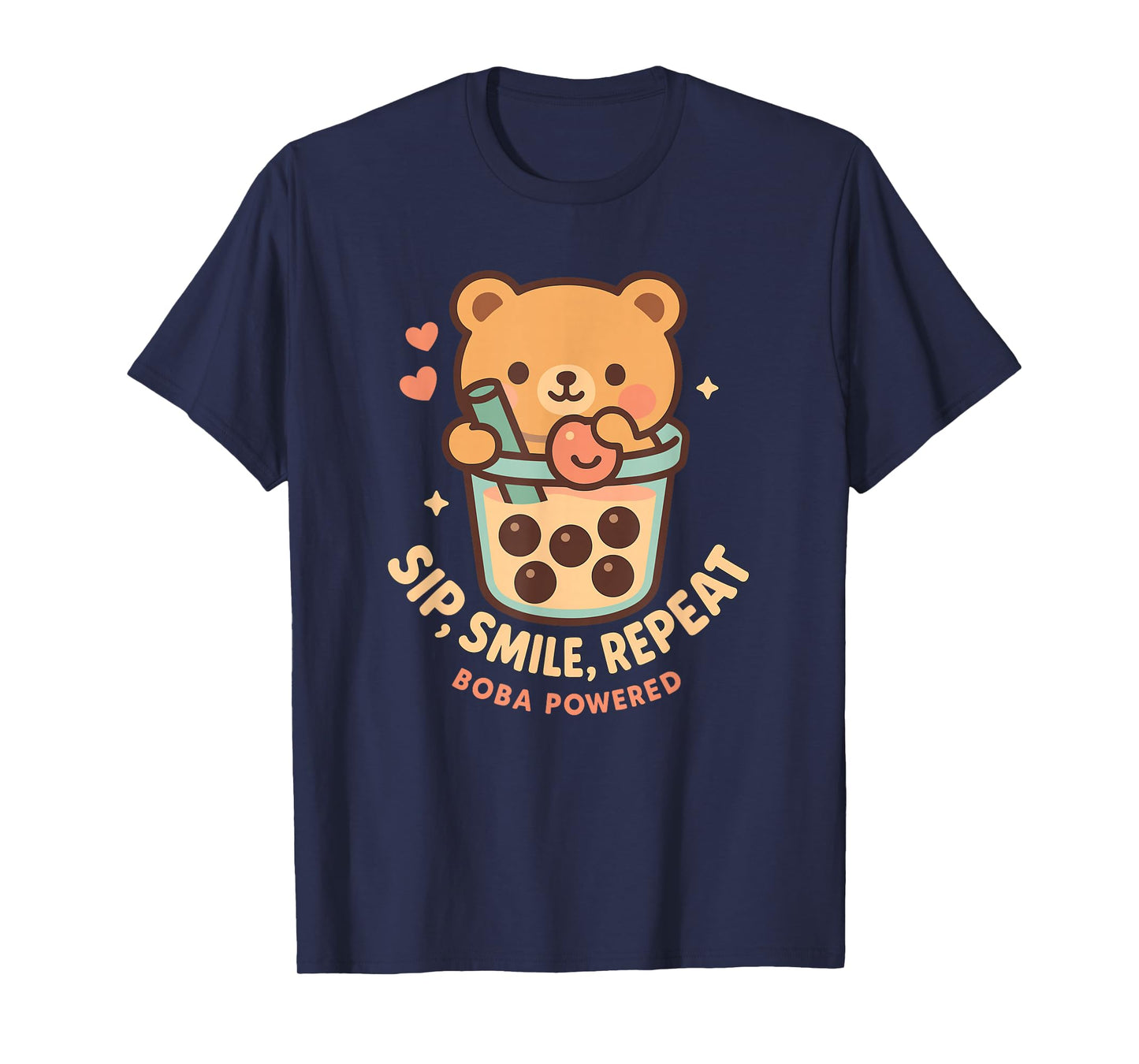 Cute Kawaii Teddy Bear with Bubble Tea and Boba Pearls Straw T-Shirt