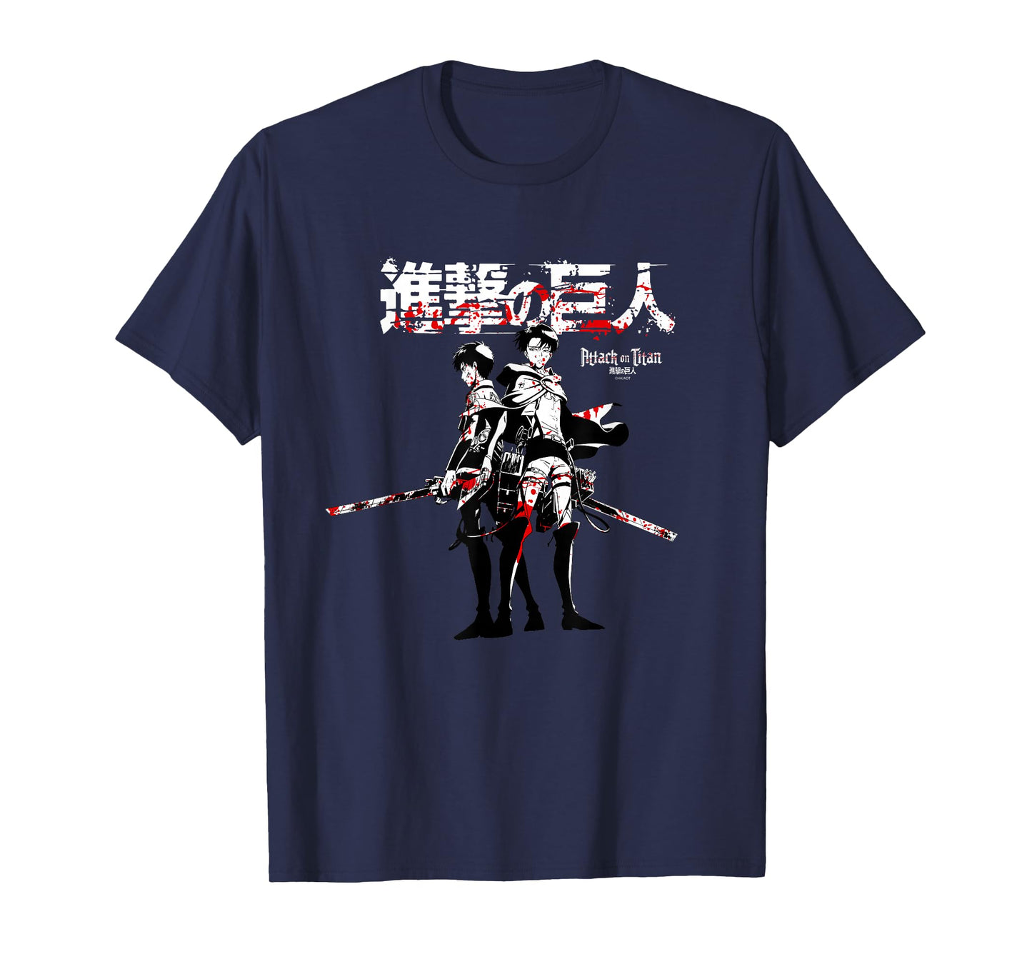 Attack on Titan Levi and Eren Sword Blood Splatter AOT Anime T-Shirt