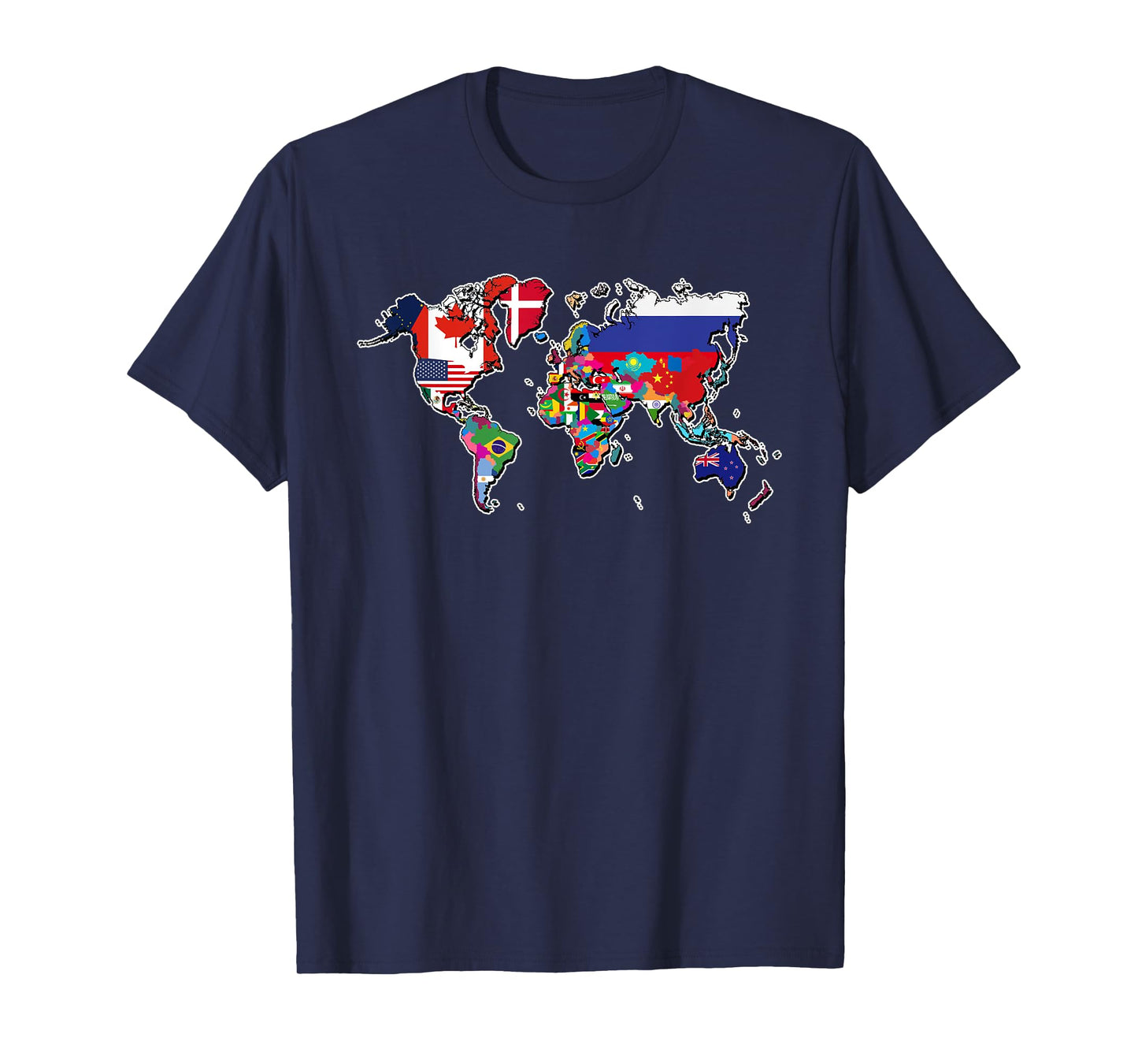 World Flag Map T-Shirt Globe Travelers Atlas T-Shirt