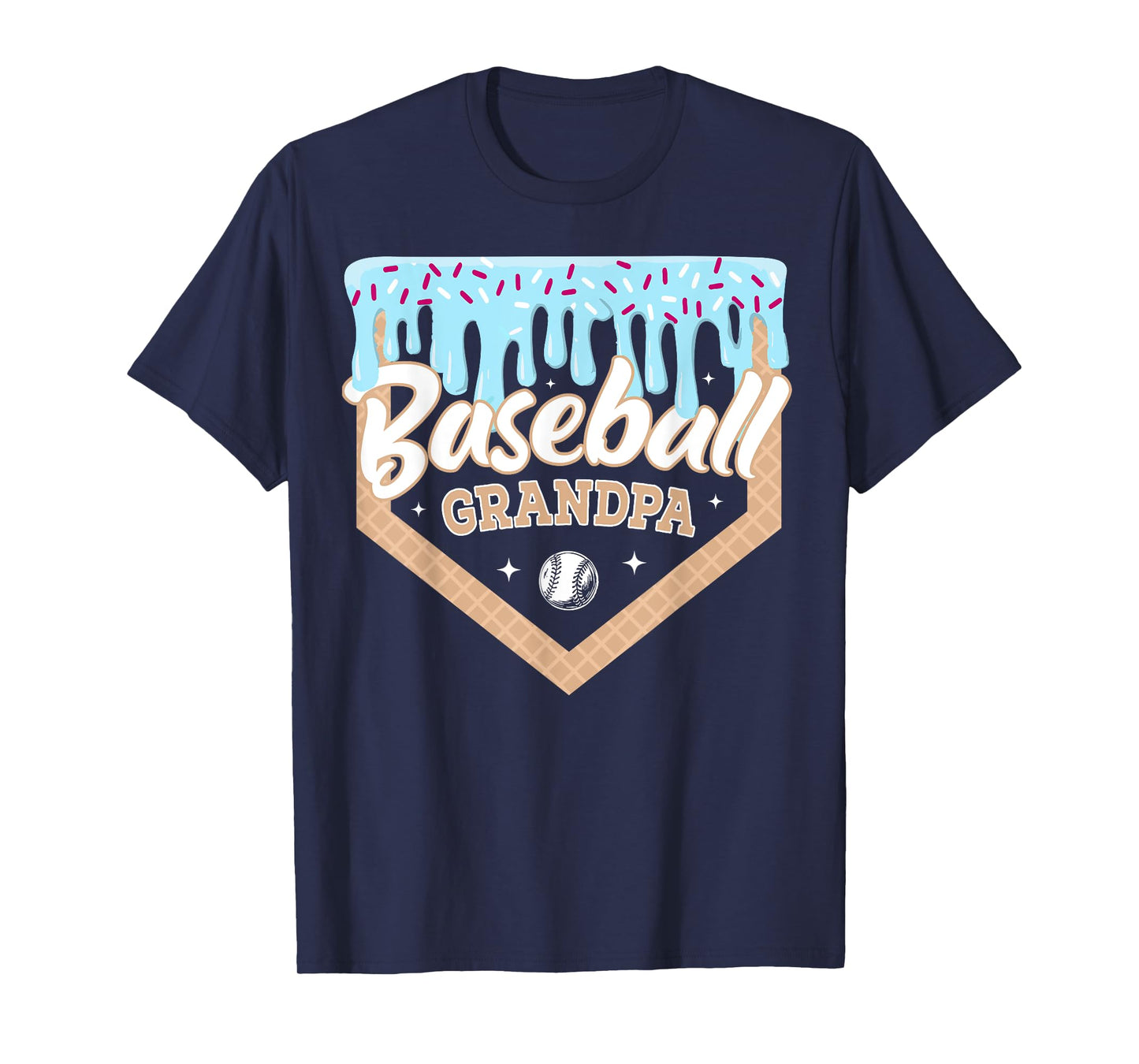 Baseball Drip Grandpa Ice Cream Home Plate Fathers Day T-Shirt