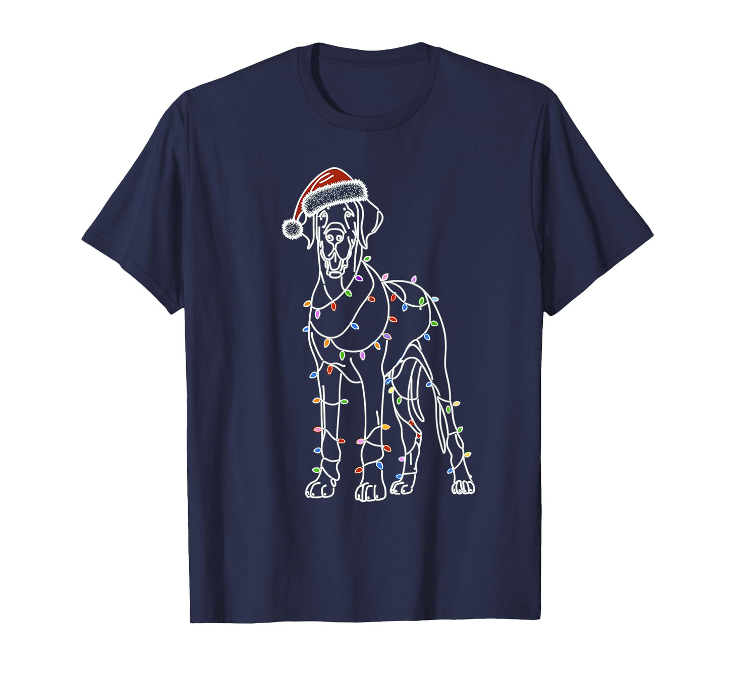 Great Dane Funny Santa Christmas Tree Lights, Pajamas Mom T-Shirt