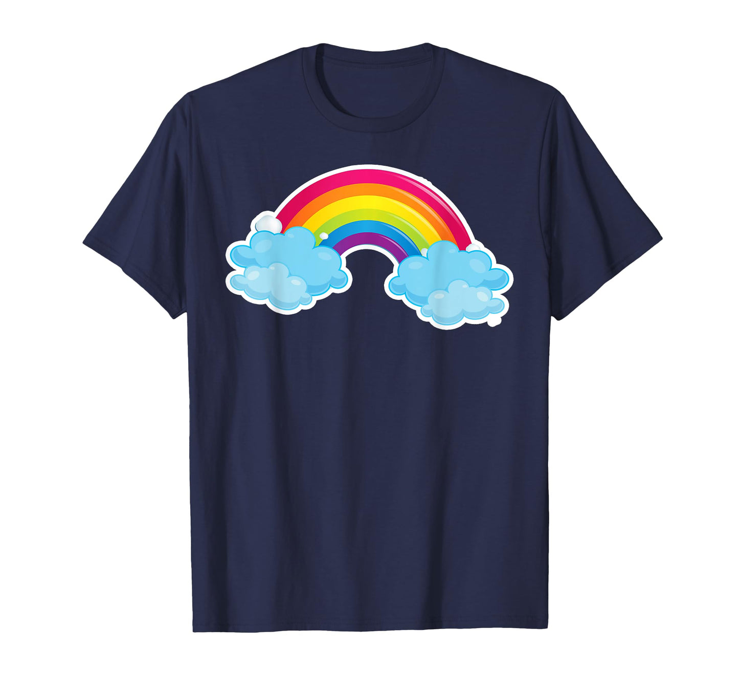 Colorful Rainbow and Clouds Cute Fun Aesthetic T-Shirt