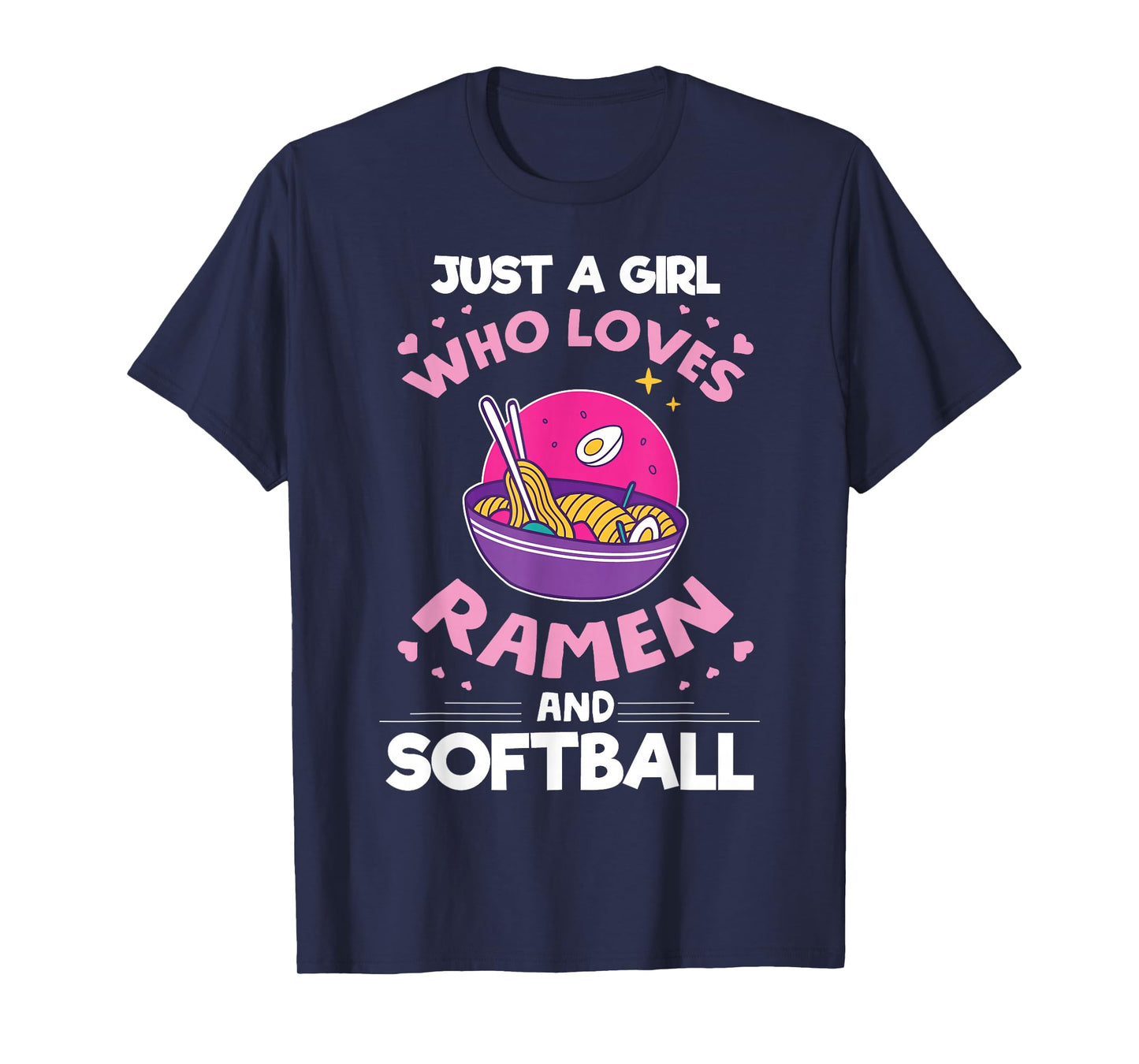 Girl who loves Ramen And Softball Anime gifts for teen girls T-Shirt