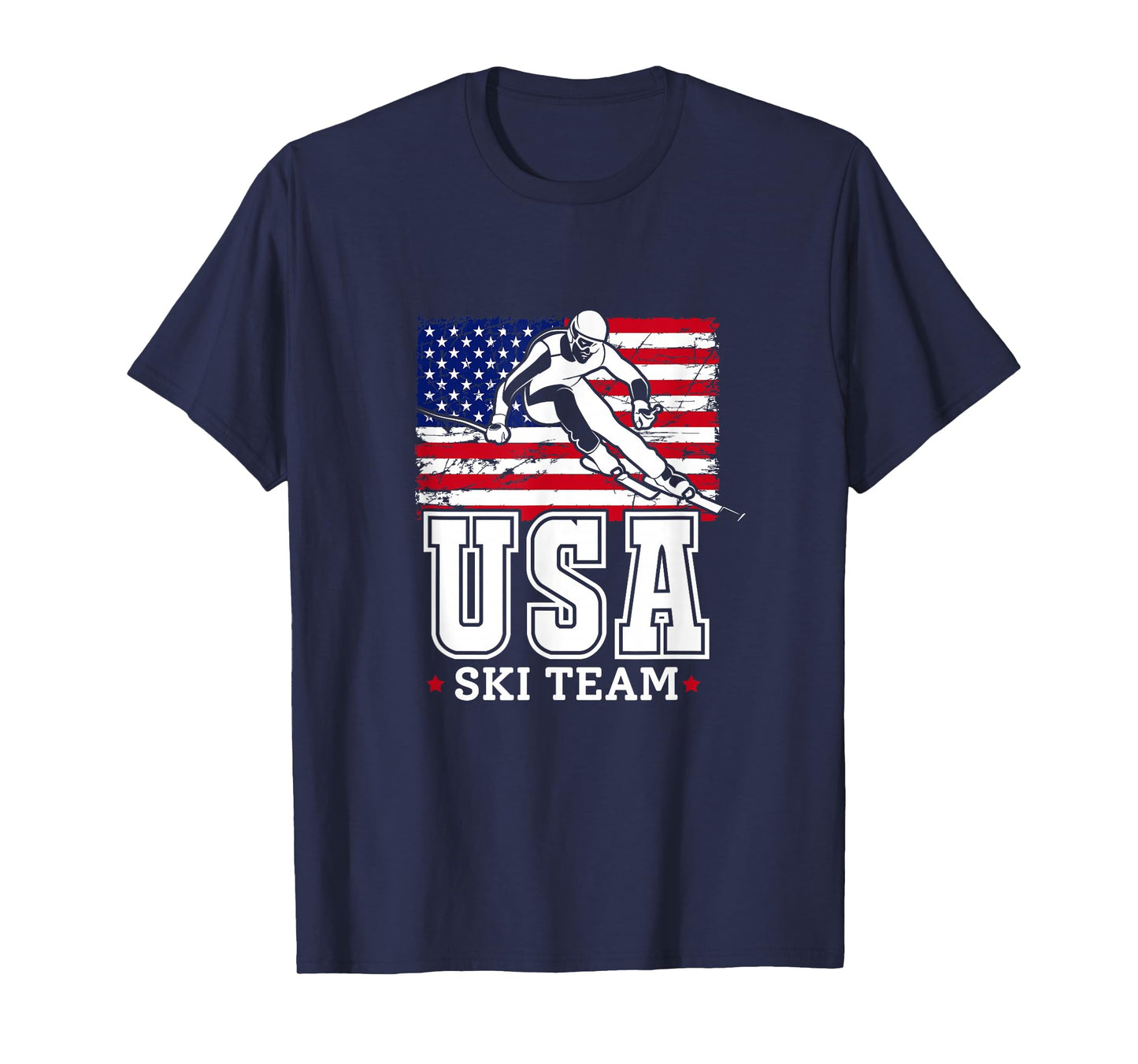 USA Ski Team American Flag Skiing Skier T-Shirt