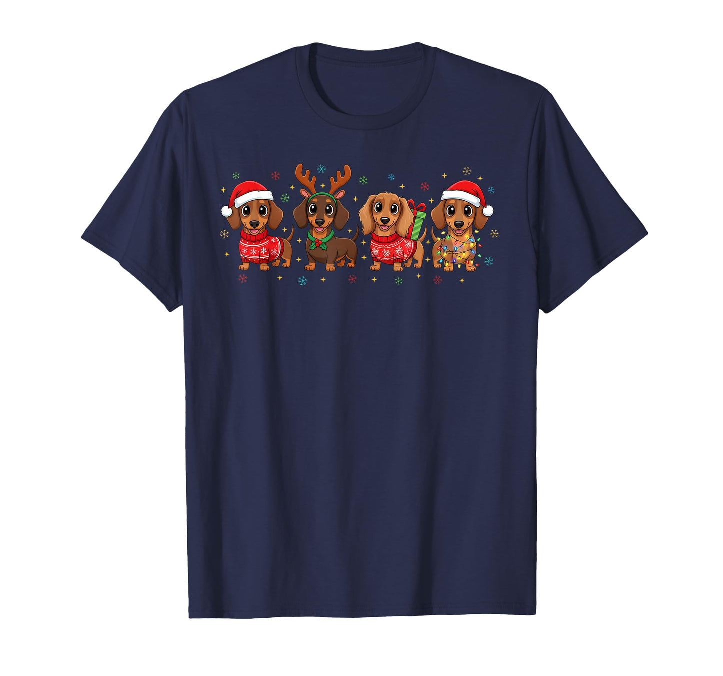 Christmas Xmas Lights Dachshund Dog Lover Pajamas Holiday T-Shirt