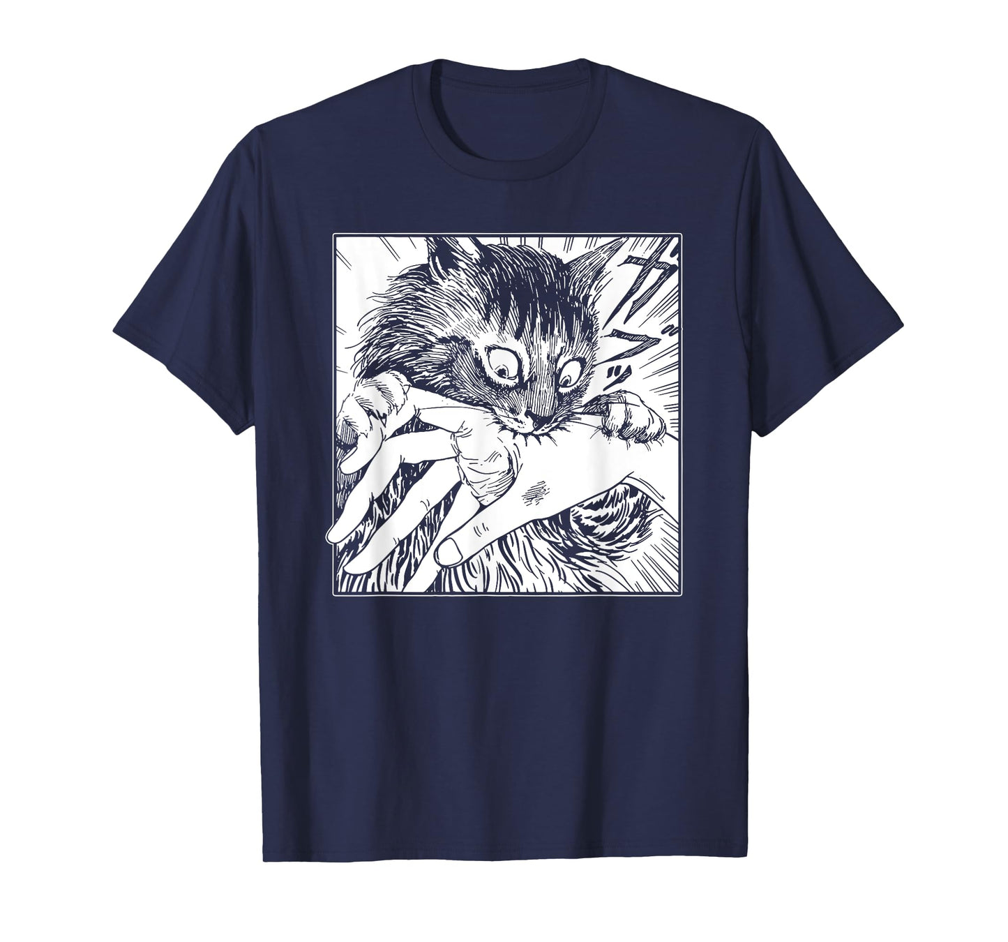 Cat Bite, Japanese Horror Anime, Creepy Cat T-Shirt for Men Women
