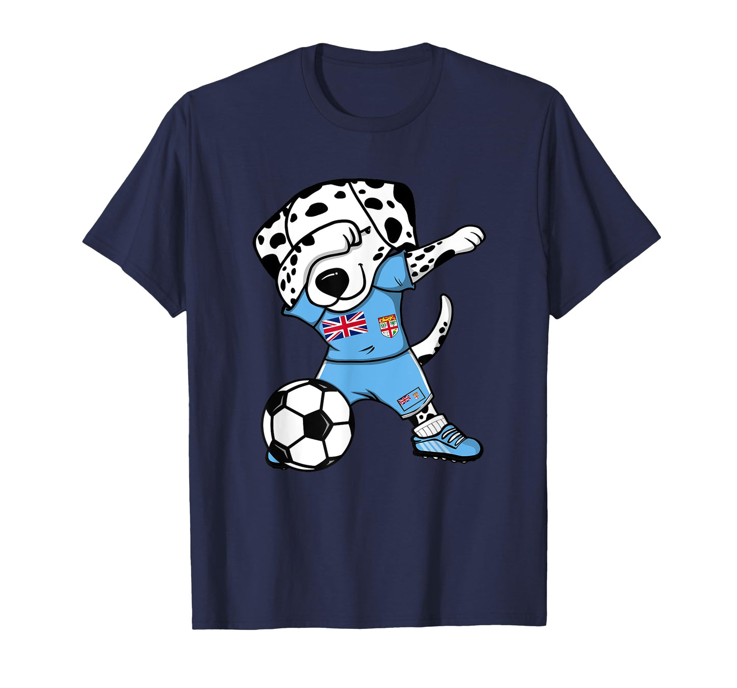 Dabbing Dalmatian Fiji Soccer Fans Jersey Fijian Football T-Shirt
