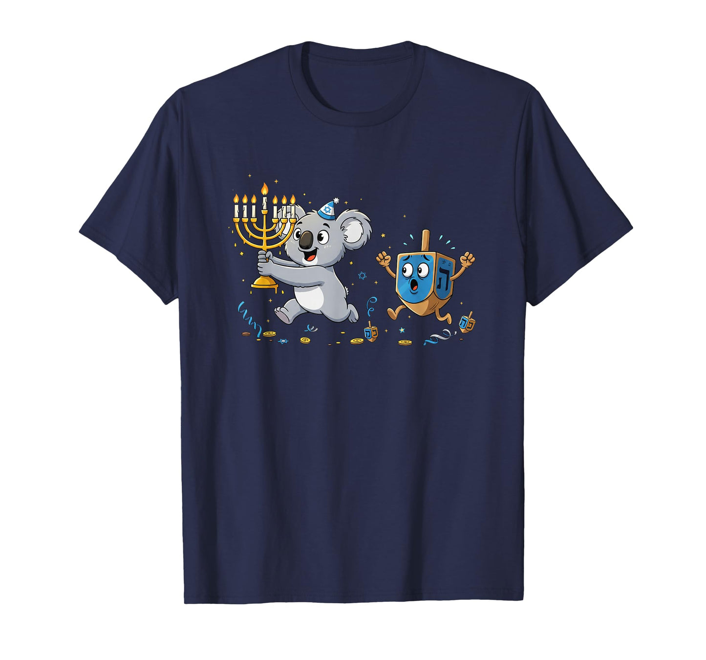 Funny Koala Dreidel Menorah Hanukkah Kids Womens Mens T-Shirt