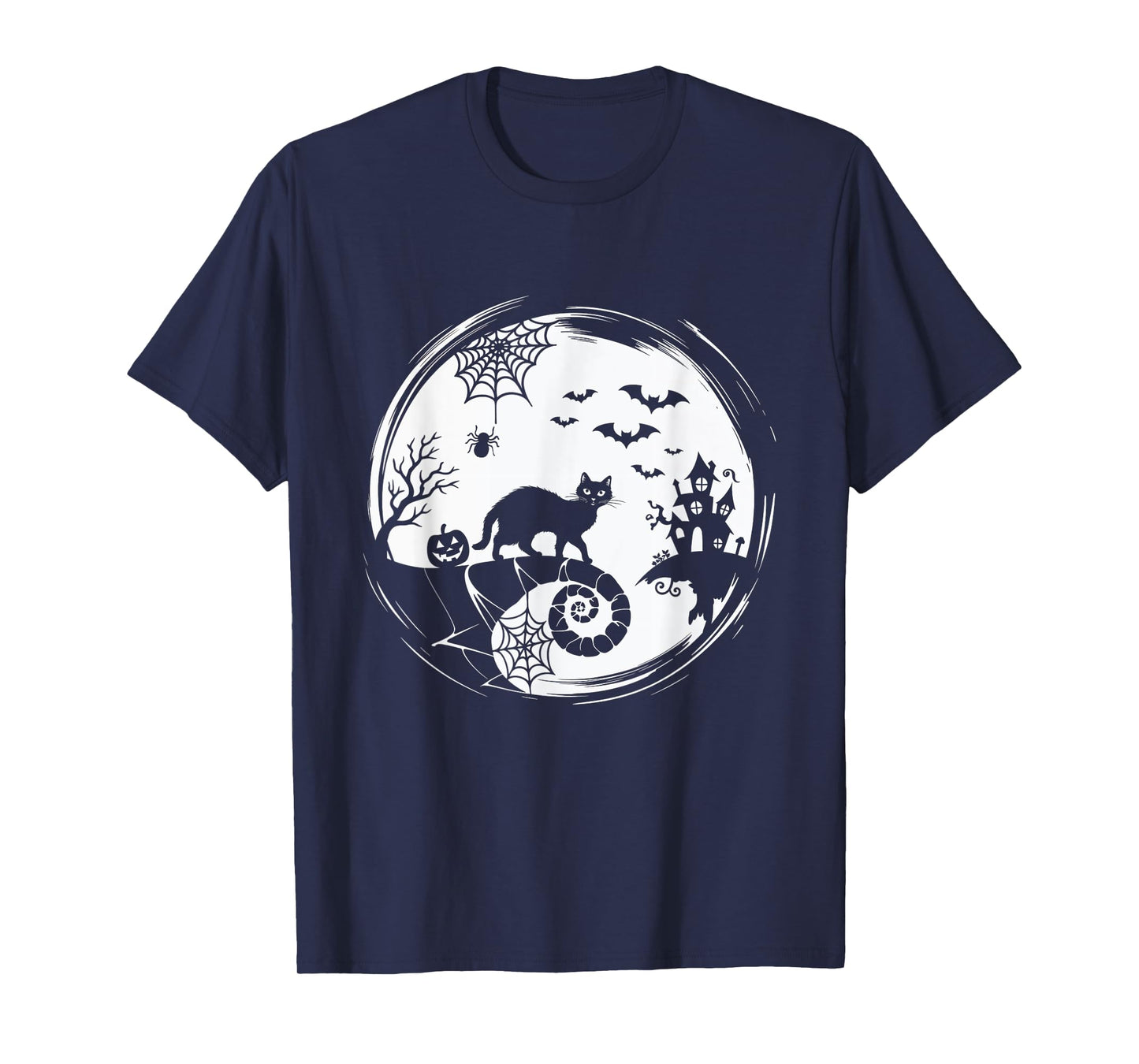 Halloween Cat Spider Bats Moon Black Cat T-Shirt for Men Women