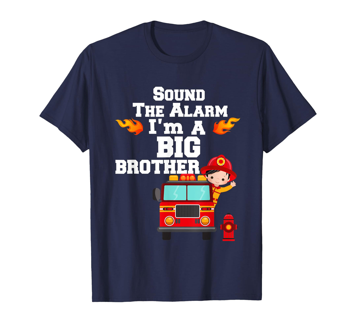 Boy's Sound The Alarm I'm A Big Brother Fire Truck Tee T-Shirt