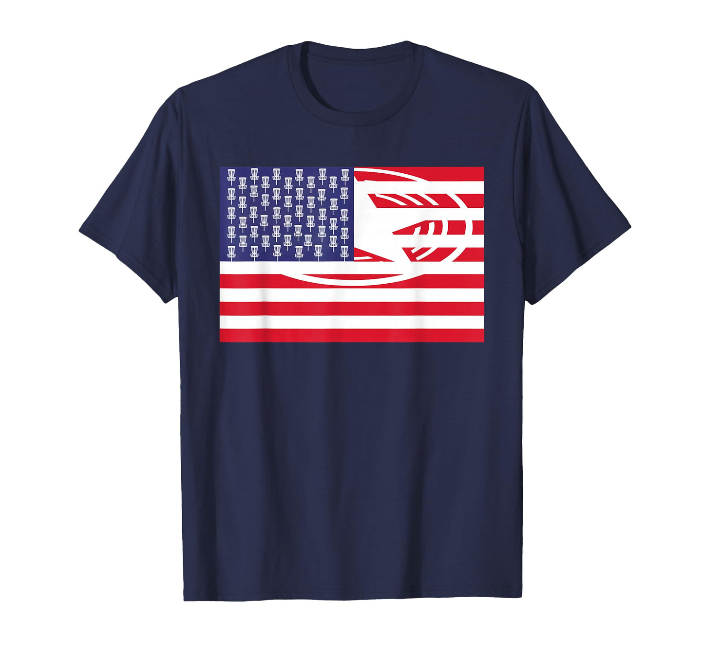 Funny Basket Stars USA Flag Red White Disc Golf T-Shirt
