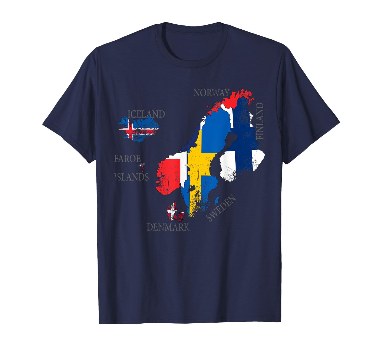Vintage Scandinavia flag Tee, Maps of Nordic countries Tee T-Shirt