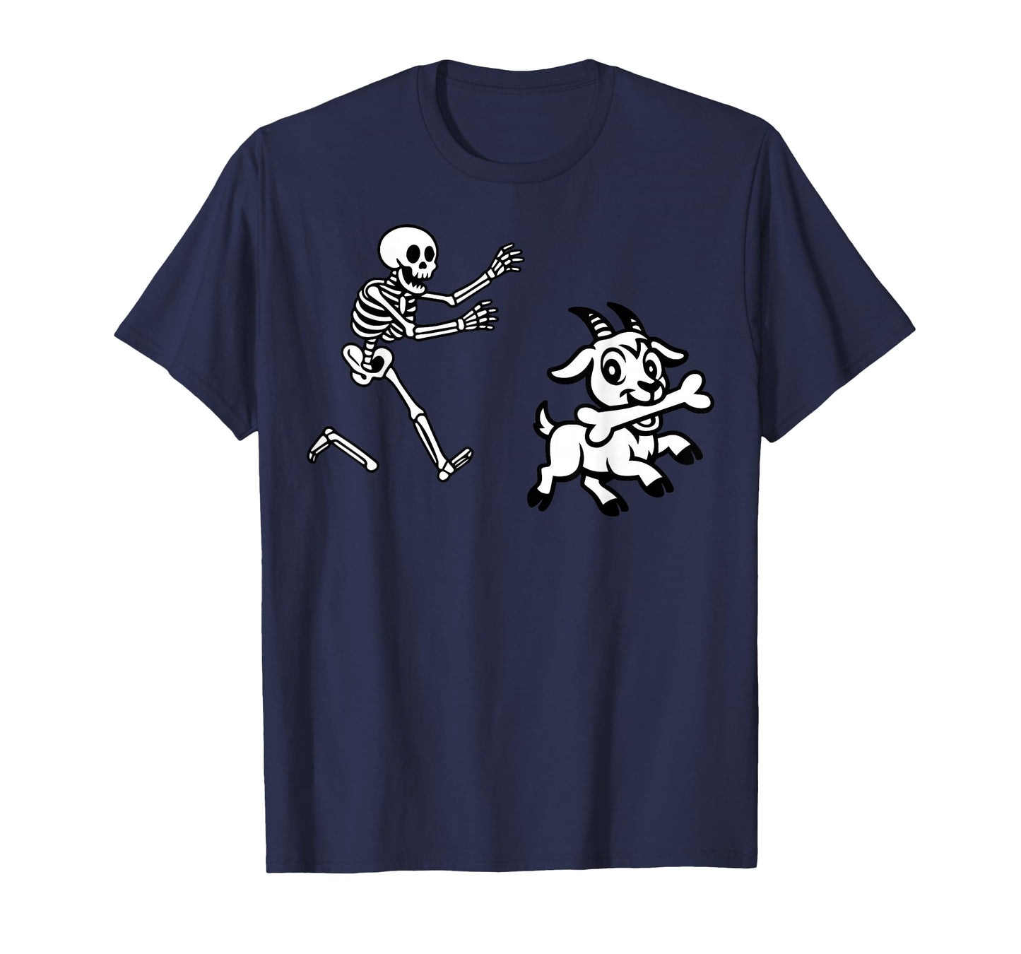 Funny Goat Running Skeleton Halloween T-Shirt