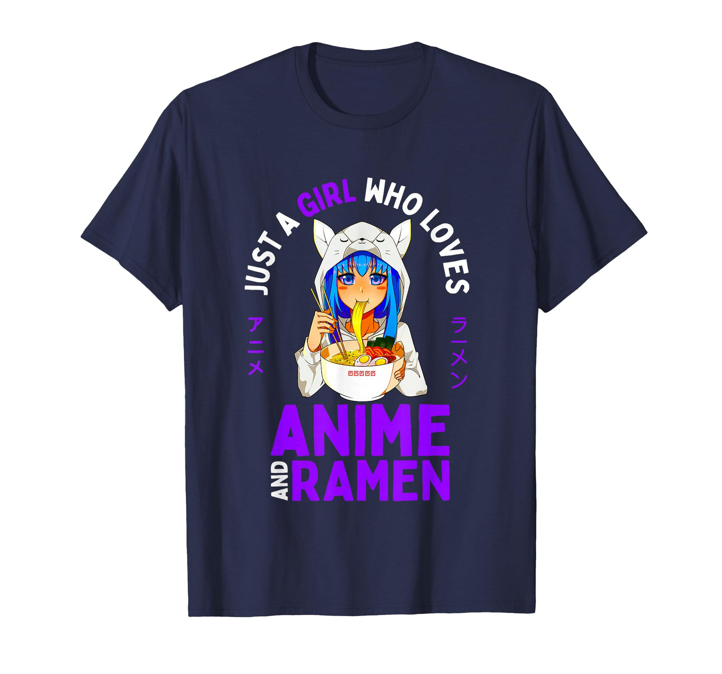 Just a Girl Who Loves Anime and Ramen Teen Girls Japan Merch T-Shirt