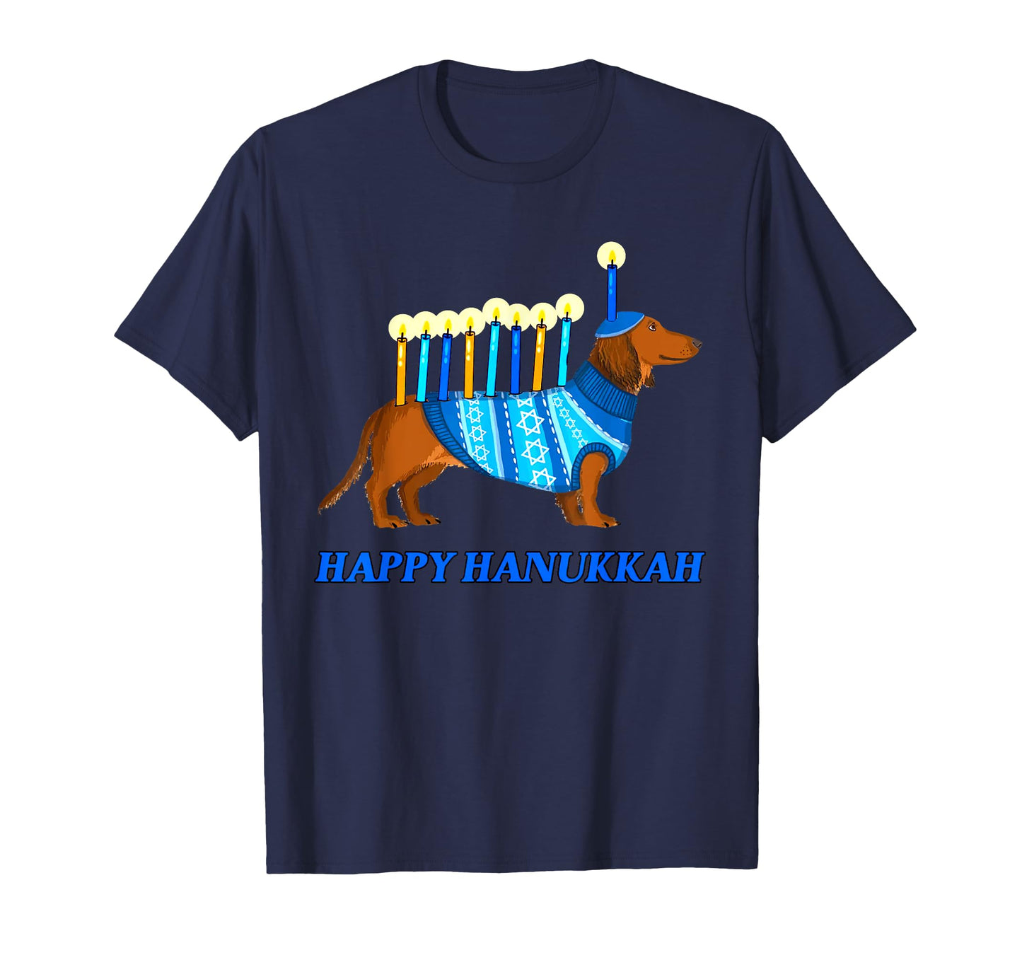 Weiner Dog Menorah Happy Hanukkah Weiner Dog Menorah T-Shirt