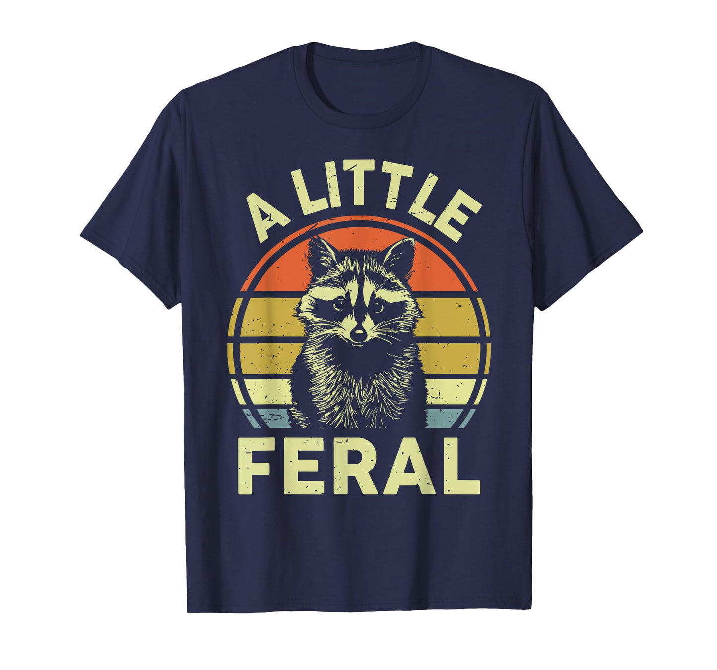 A Little Feral Raccoon Mom Dad Toddler Funny Retro Raccoon-Shirt Unisex-Kids Adults Teens Kids Raccoon Enthusiasts Grey Small Modern Retro Cartoon Graphic-Tee T-Shirt Crew Neck Short Sleeve