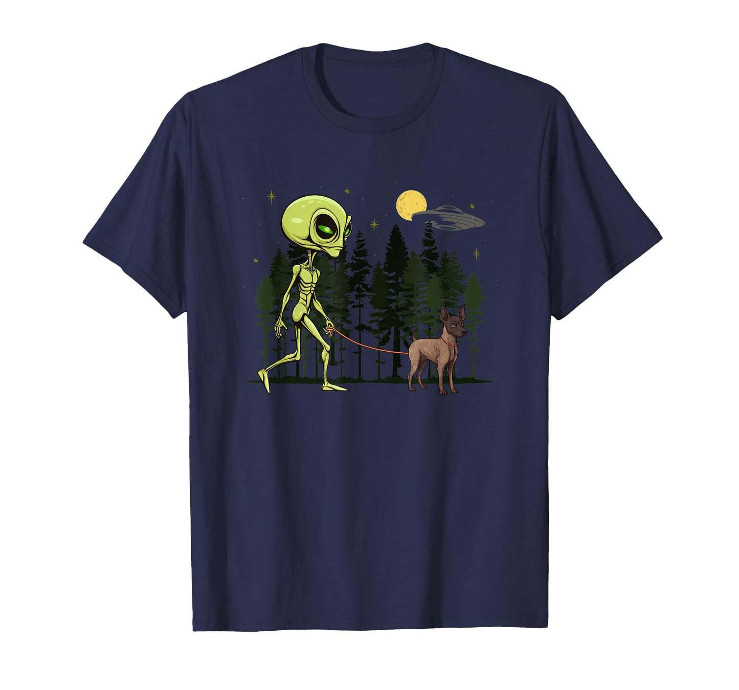 Funny Xoloitzcuintli Xolo Alien Walking UFO Pet Dog Mom Dad T-Shirt