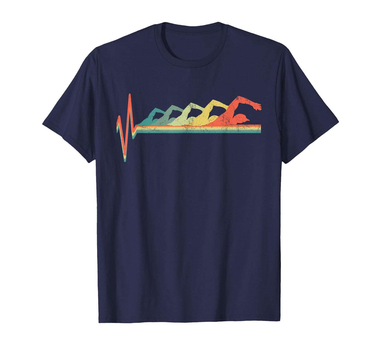 Swimmer Heartbeat Retro Gift T-Shirt