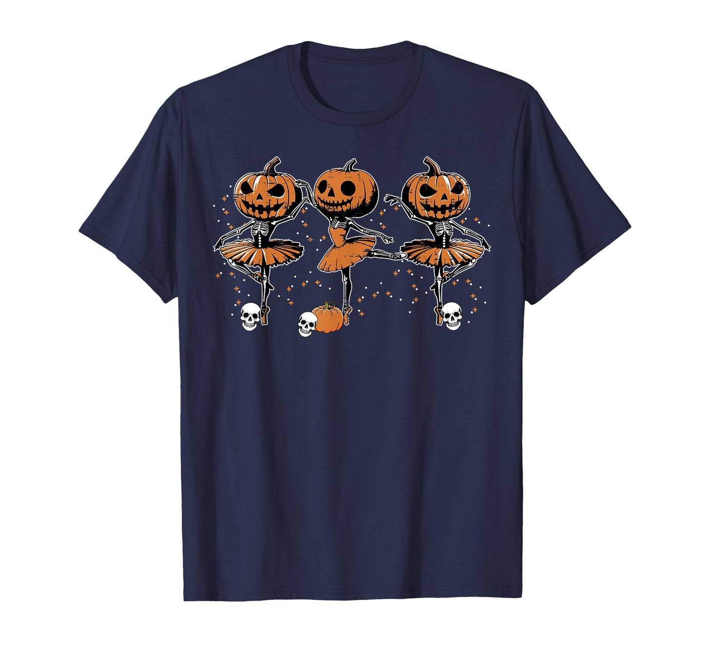 Ballet Ballerina Pumpkin Skeletons Halloween Women Girls T-Shirt