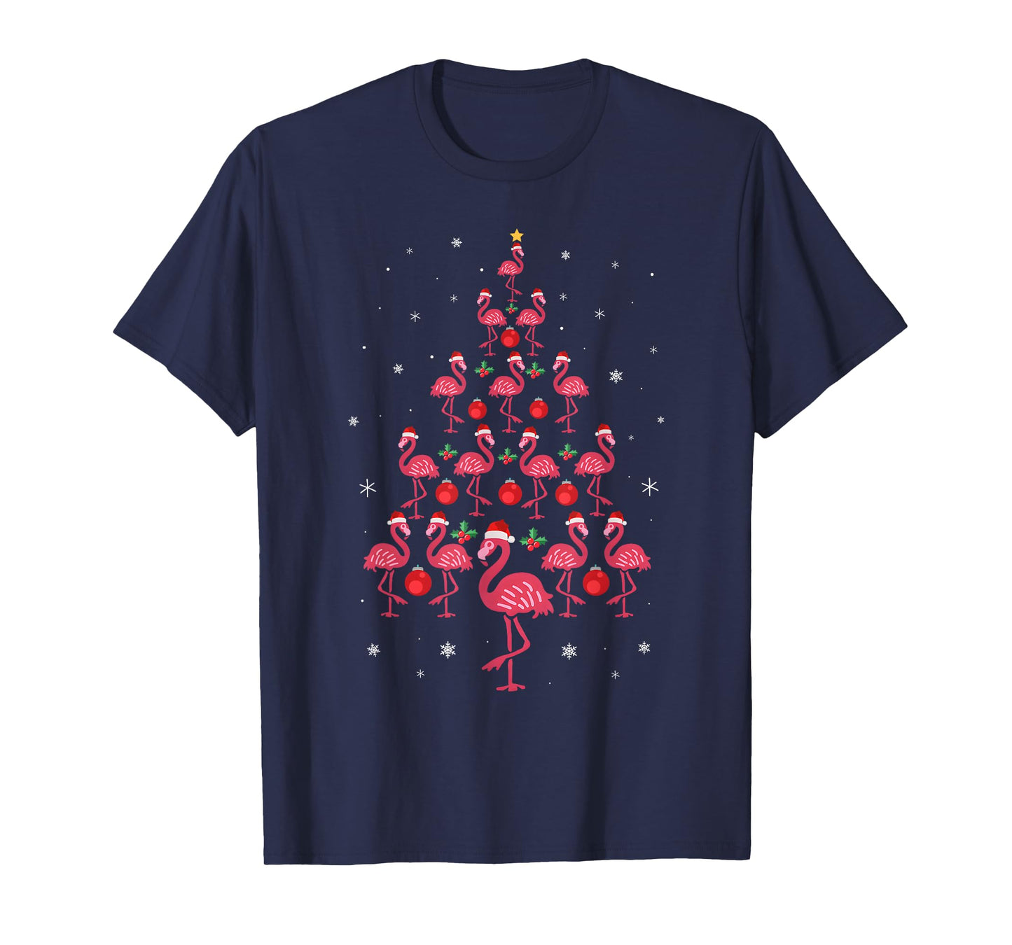Pink Flamingo Christmas Tree Cute Flamingos Xmas Holiday T-Shirt