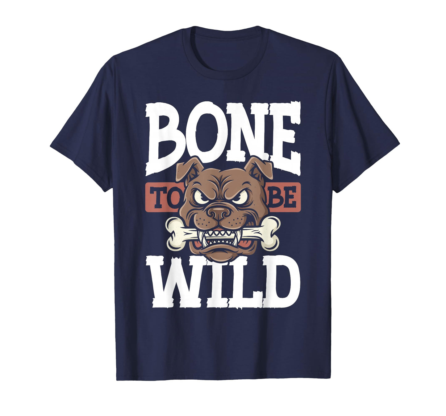 Tough Bulldog Holding Bone Dog Dads Funny Biker Dog Lovers T-Shirt