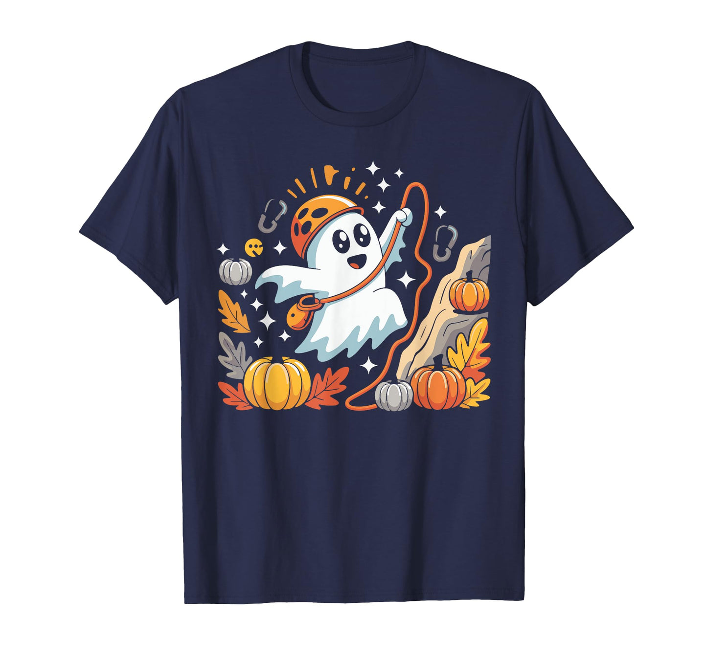 Halloween Rock Climbing Ghost Costume Fall Outdoors Men Boys T-Shirt