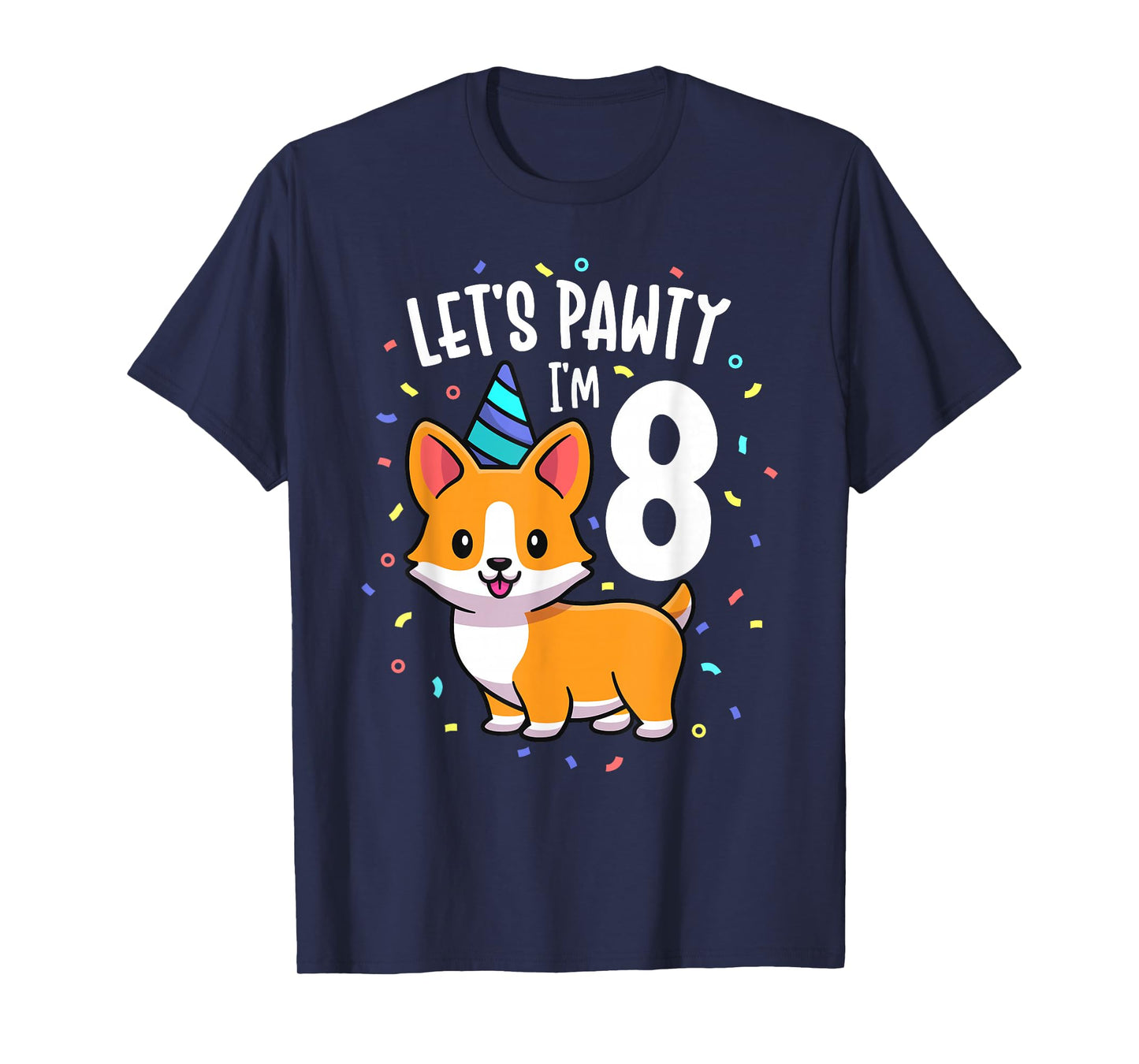 8 Years Old Corgi Dog Lover 8th Birthday Party Outfit Kid T-Shirt