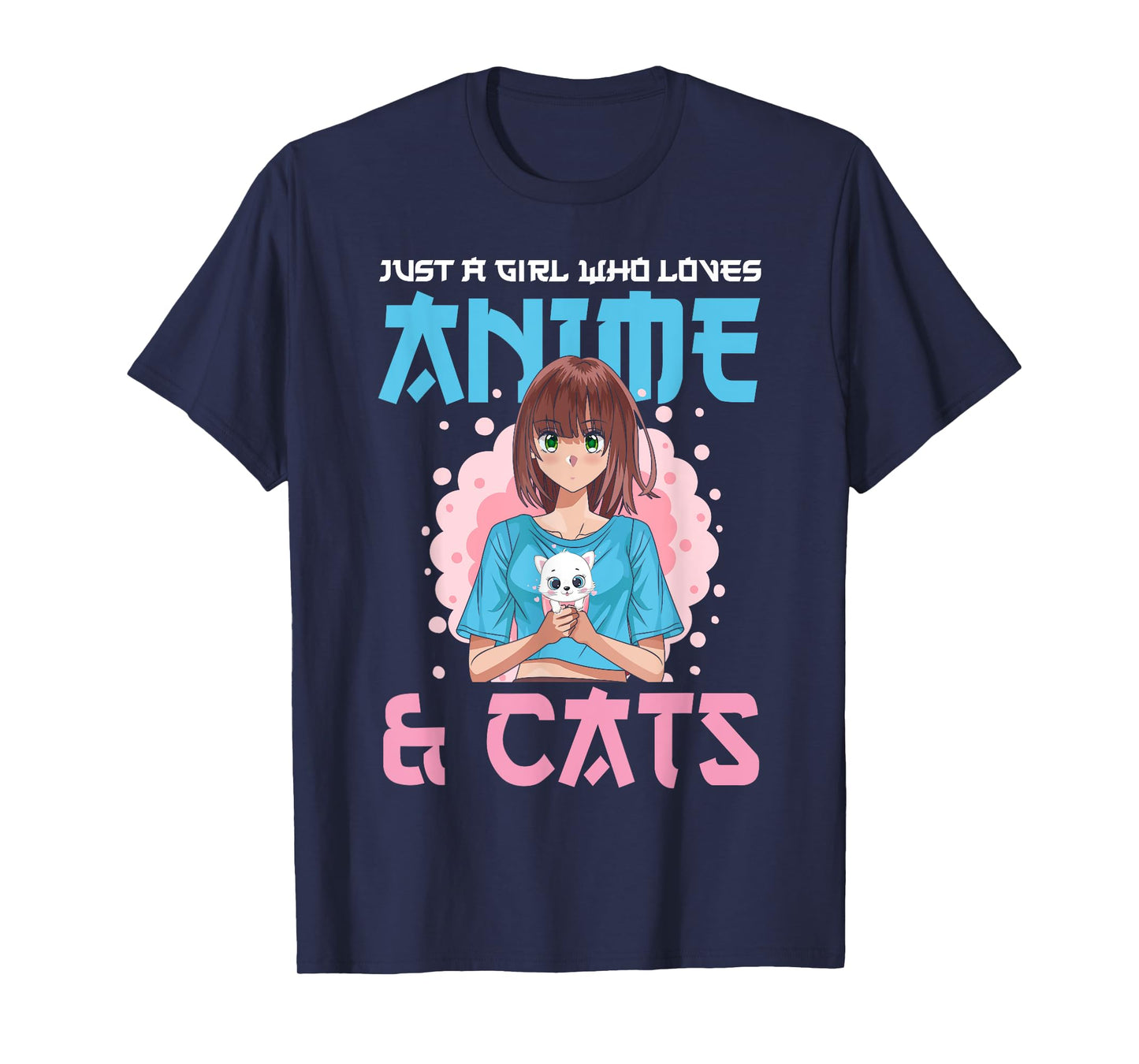 Just A Girl Who Loves Anime and Cats Cute Cat Lover Teens T-Shirt