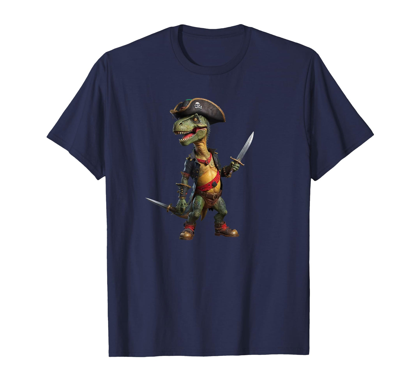 Funny Halloween Boys Kids Men Toddlers Dinosaur Trex Pirate T-Shirt