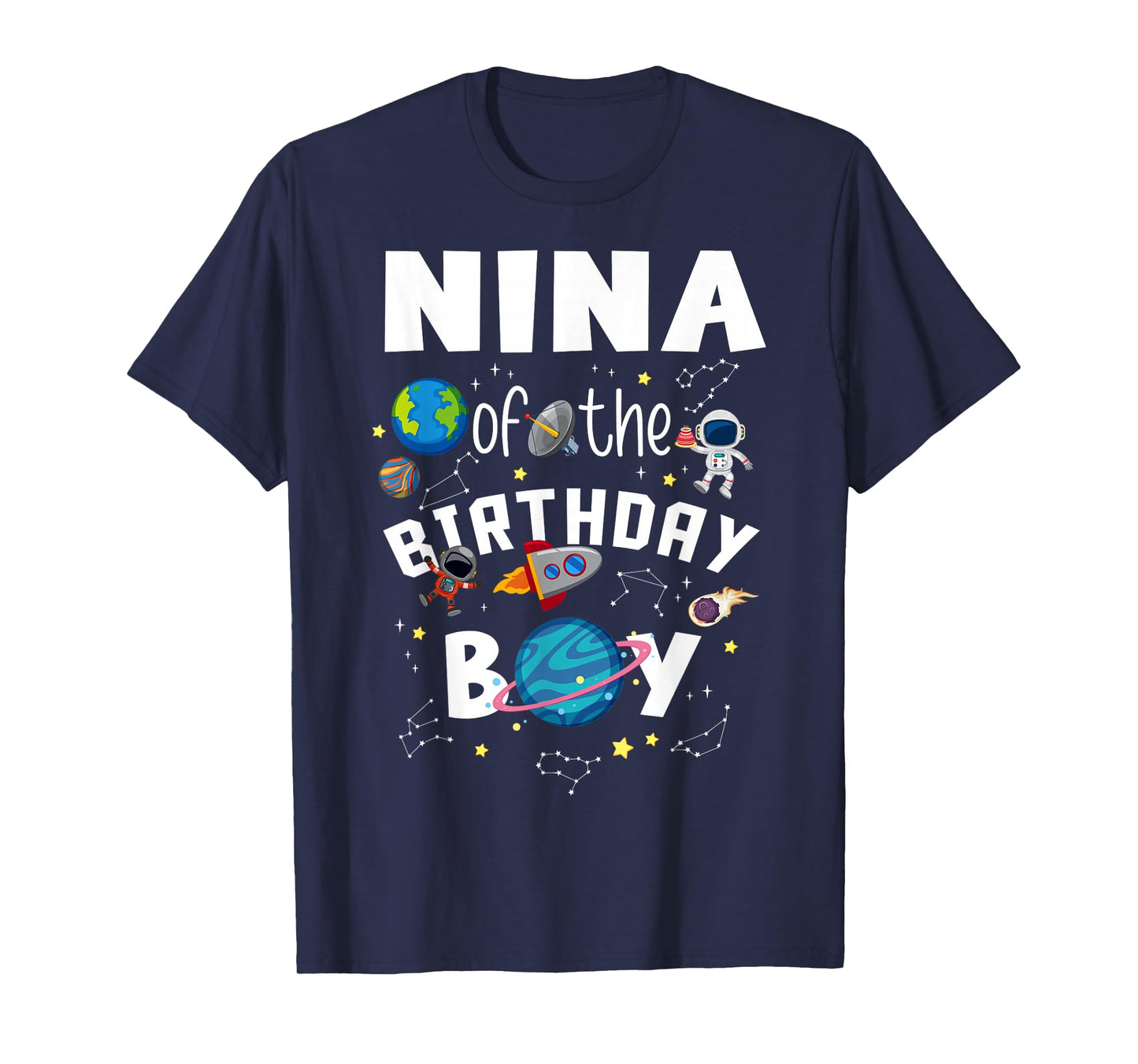 Birthday Boy Astronaut Party Look with Rocket and Stars for T-Shirt