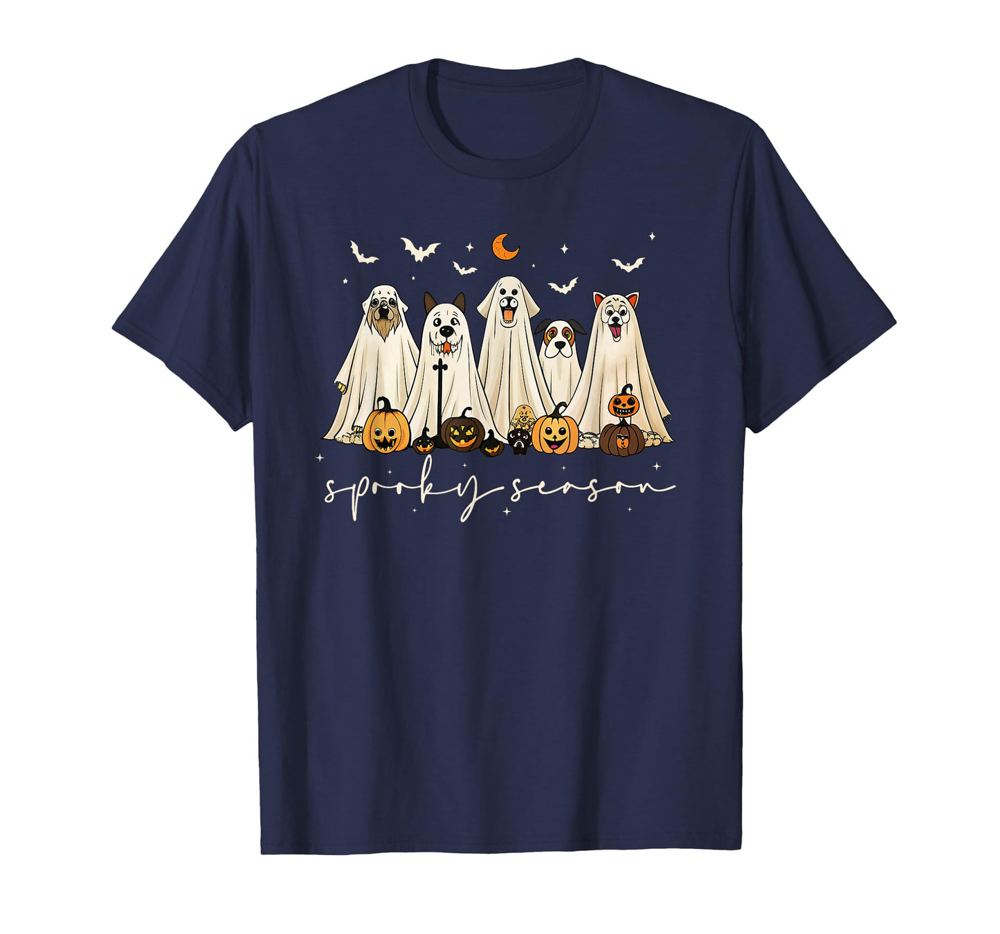 Cute Ghost Dogs Happy Halloween Spooky Season Trick Or Treat T-Shirt