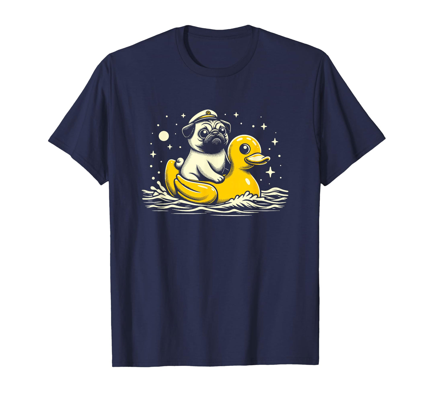 Captain Pug Rubber Duck - Funny Dog Graphic Pug Duck Lover T-Shirt