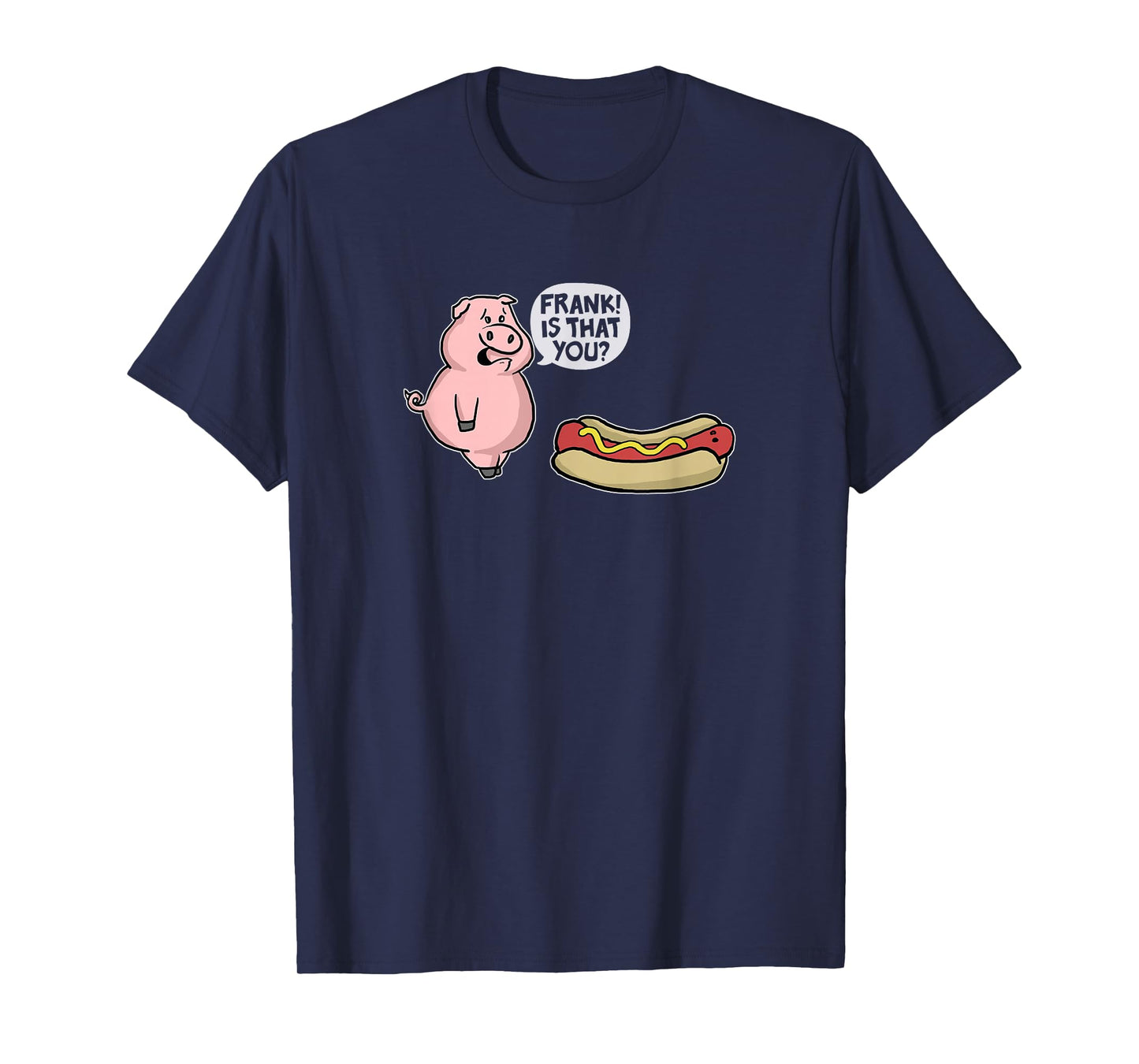 Trendy Apparel Unisex-Adults Casual Graphic T-Shirt Black Small Pig And Hot Dog Funny Cartoon T-Shirt