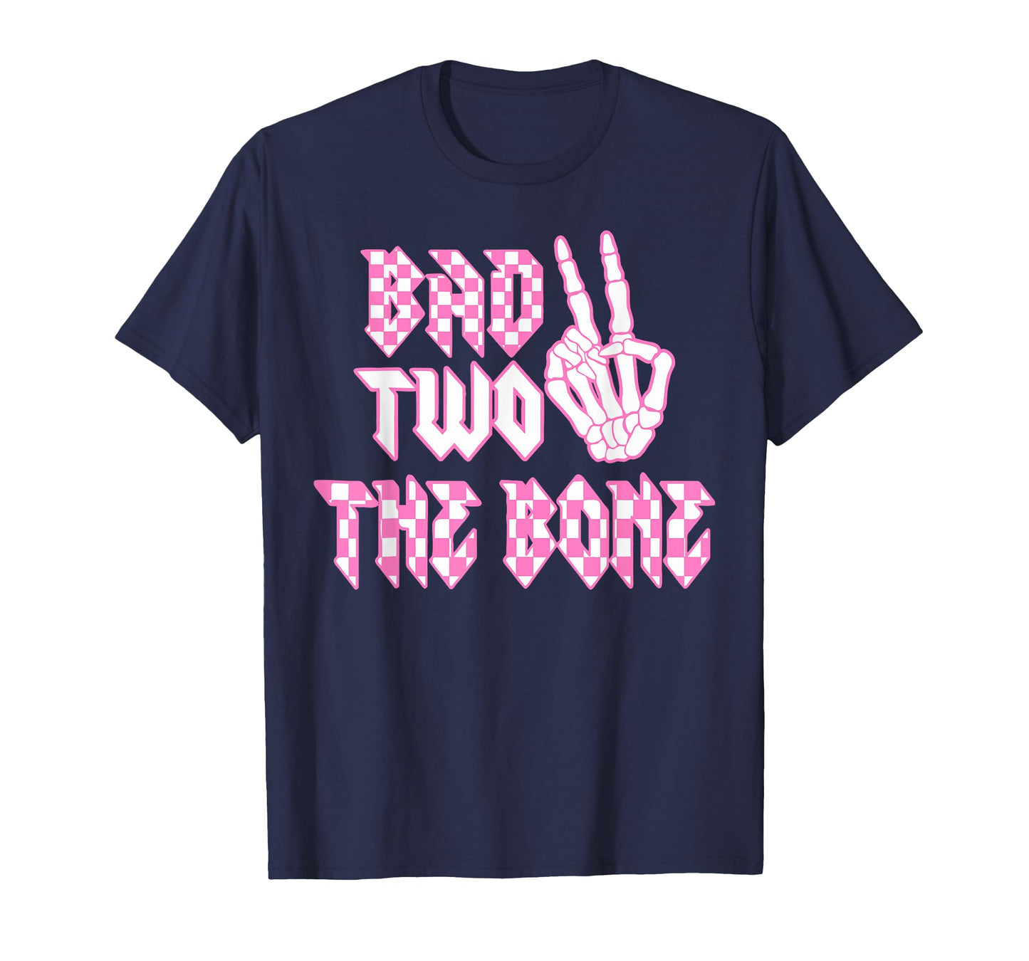 Cute Bad Two the Bone Birthday 2 Years Old Pink Bow Skeleton T-Shirt