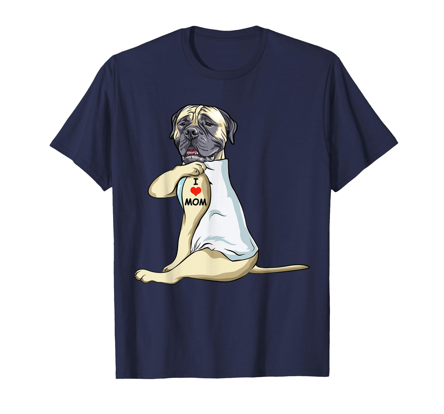 I Love Mom Tattoo English Mastiff Mom Dog Lover Women T-Shirt