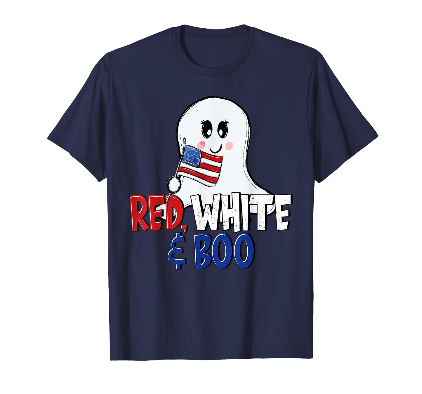 4th of July Cute Ghost Retro Red White and Boo Independence T-Shirt