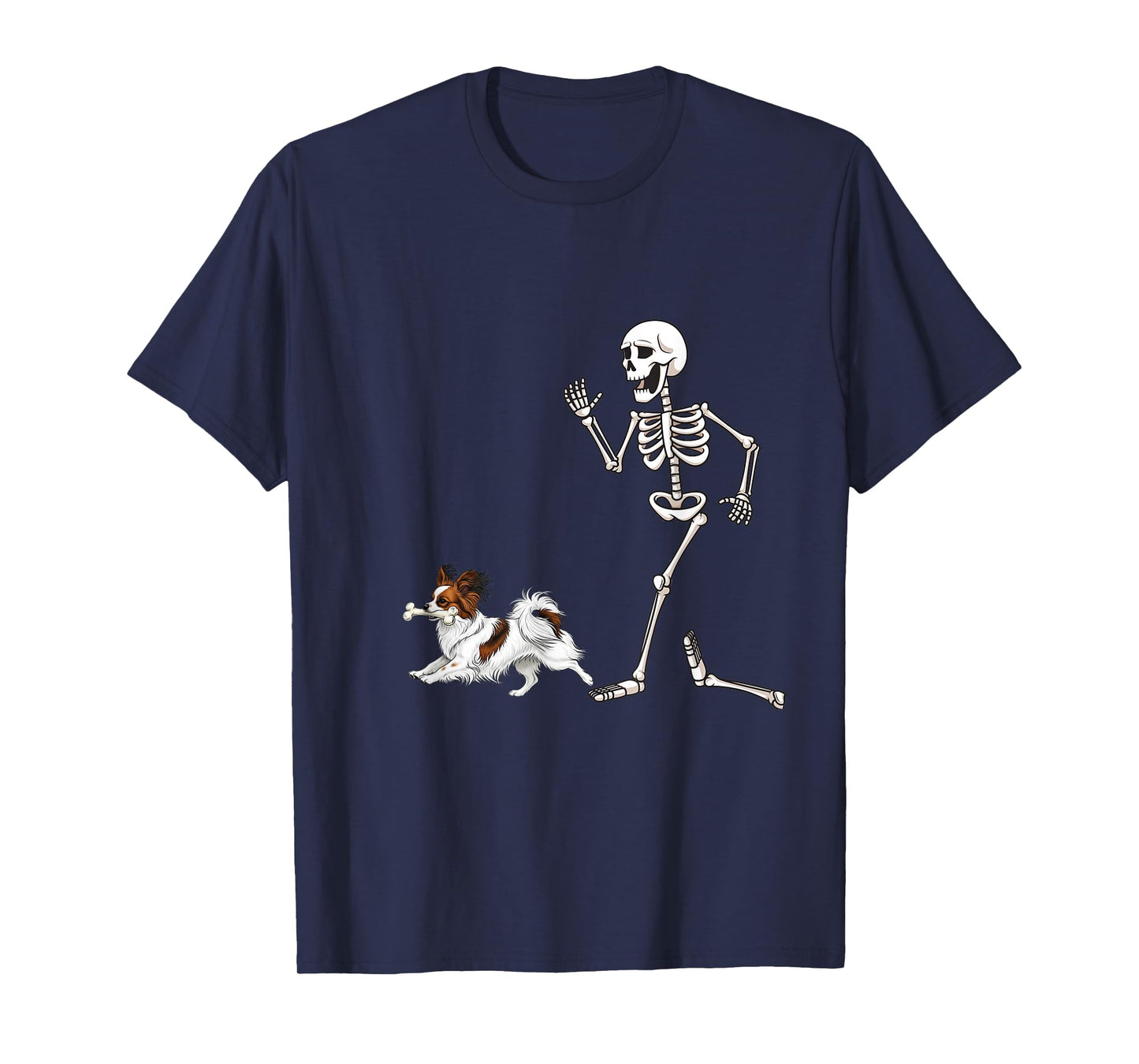 Funny Halloween Papillon and Skeleton T-Shirt