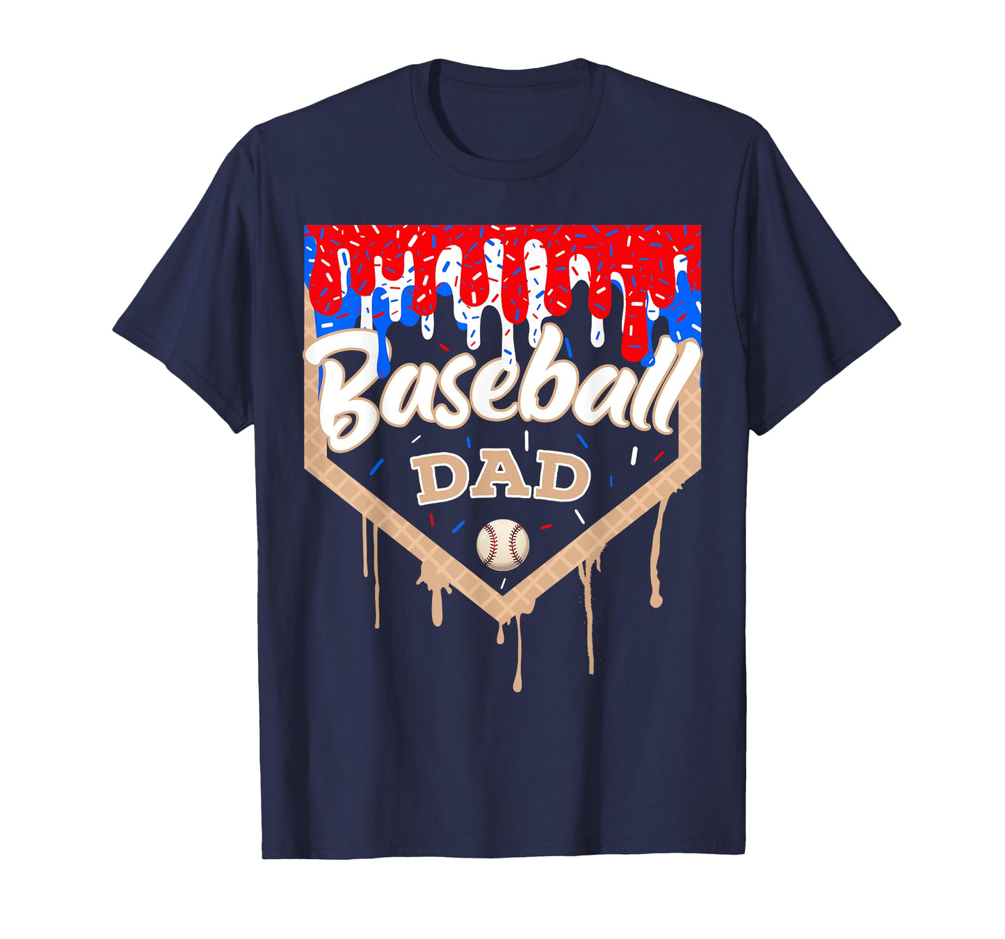 Baseball Drip Dad Ice Cream Home Plate Baseball Fathers Day T-Shirt