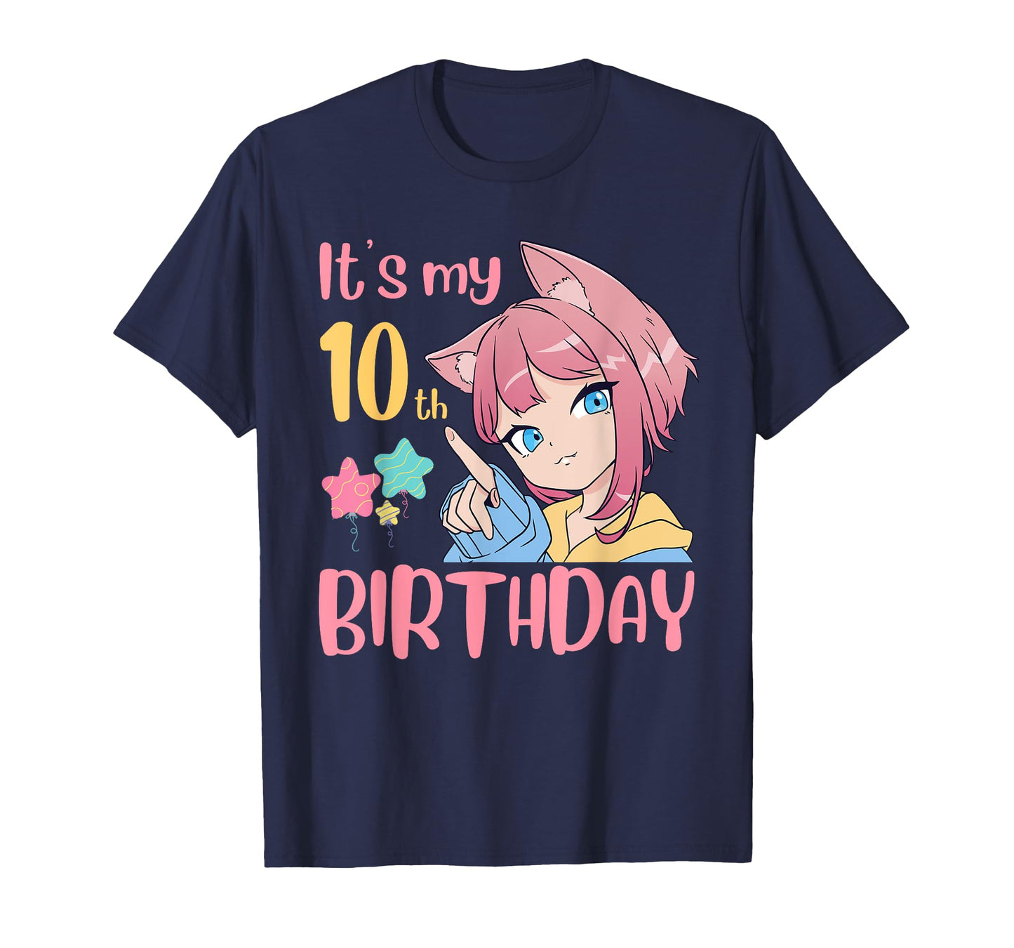 It's My 10th Birthday Anime Birthday Girl 10 Years Old Bday T-Shirt