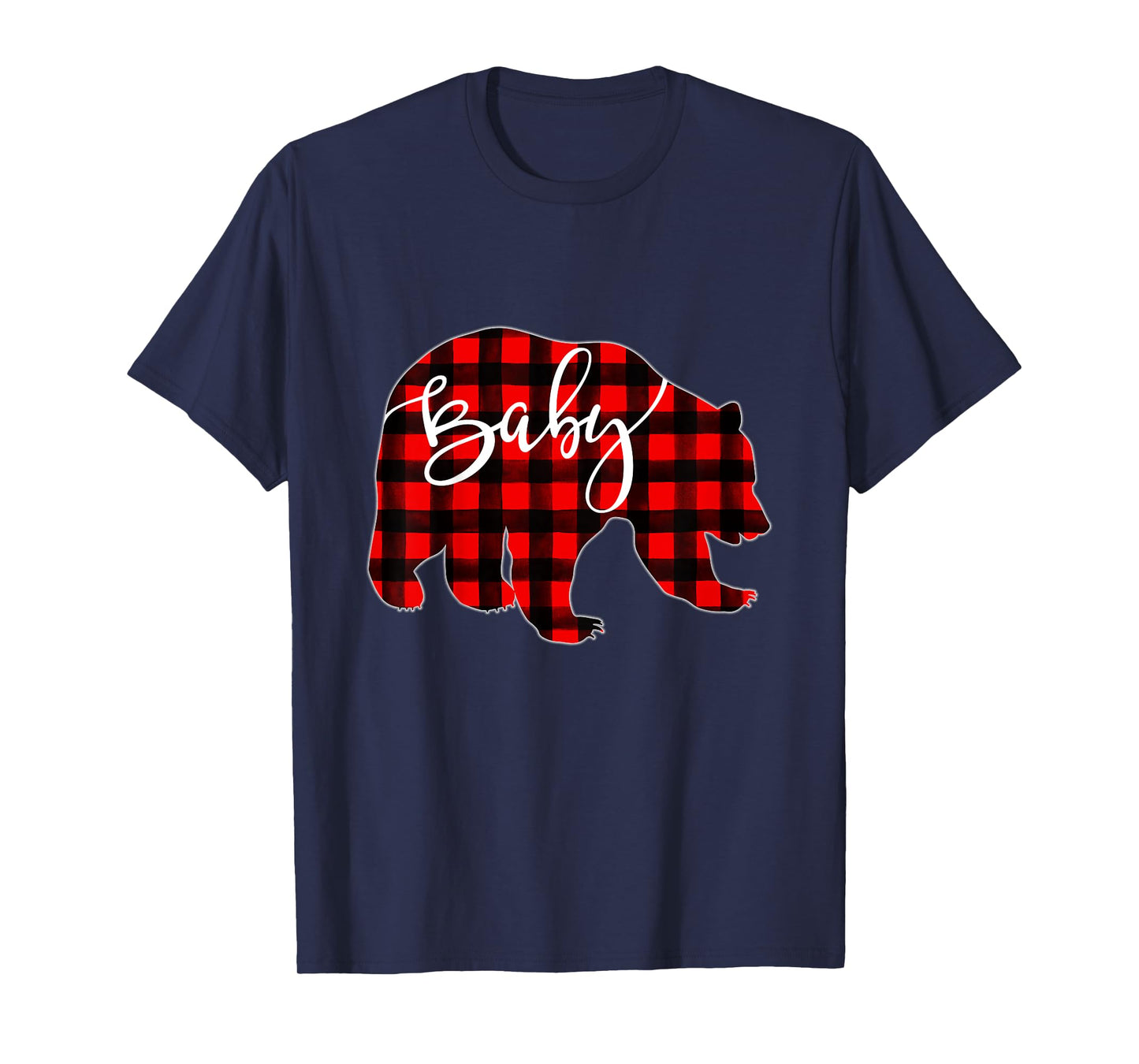 Kids Red Plaid Baby Bear Matching Family Christmas Eve Buffalo T-Shirt