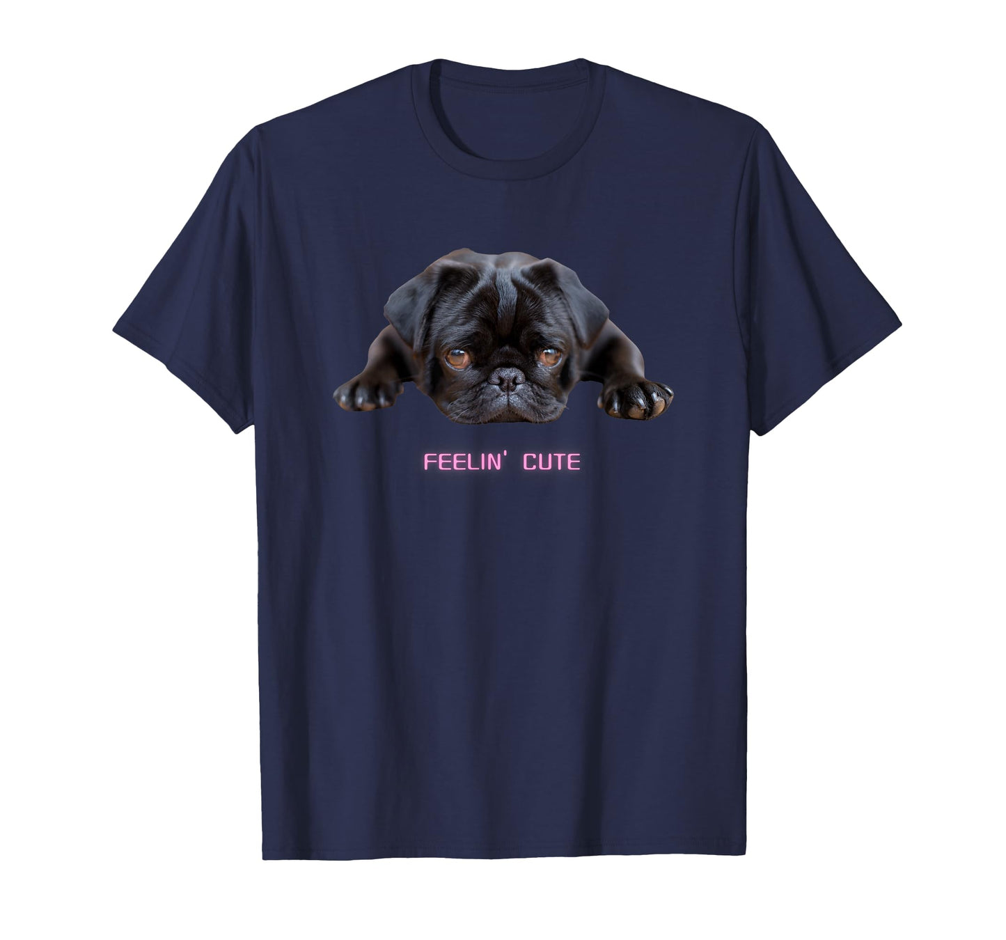 Feelin' Cute Black Pug Dog Lover Dark Puppy T-Shirt