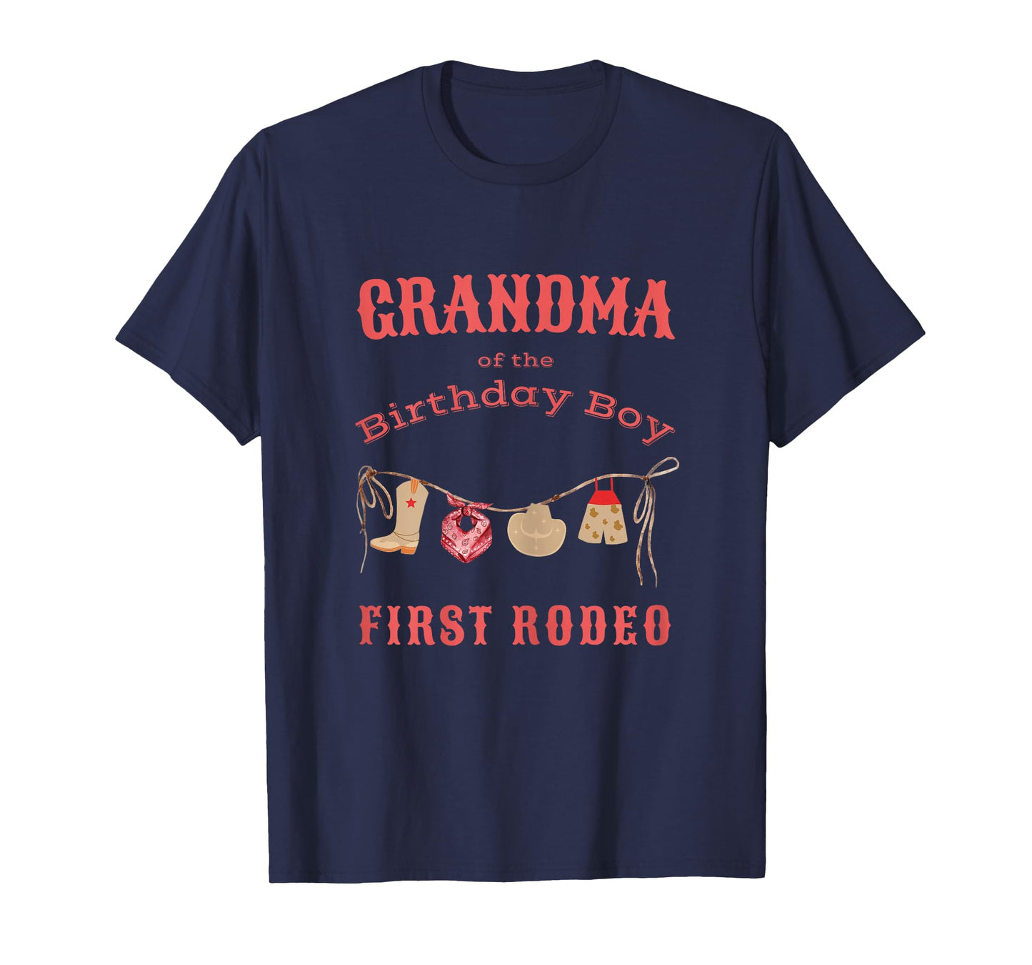 Grandma First Rodeo 1st Birthday Cowboy Family Matching T-Shirt
